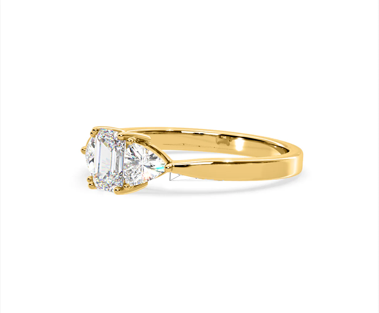 Aurora Lab Diamond Emerald Cut and Trillion 1.00ct Ring in 18K Gold F/VS1 - Image 98