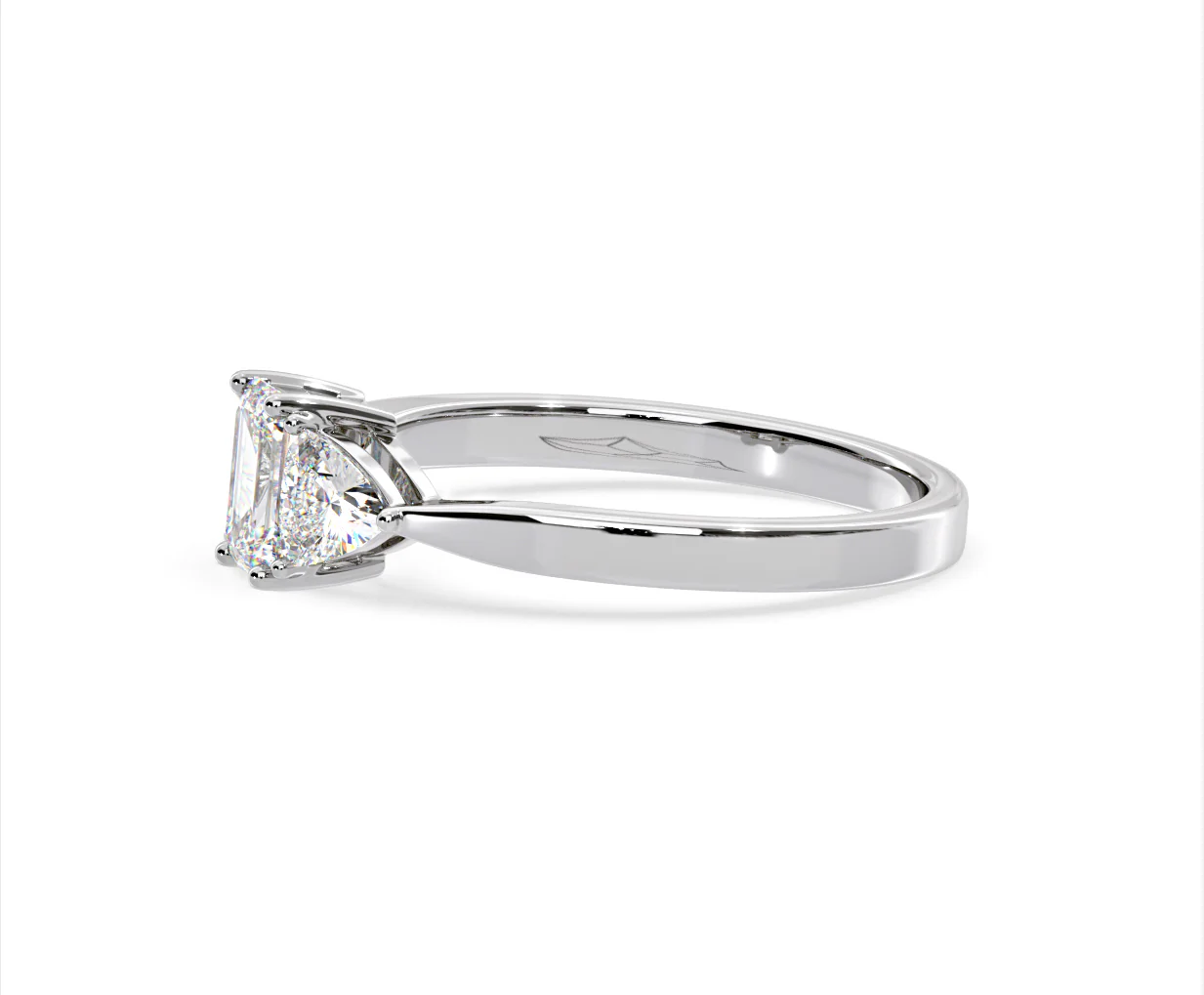 Aurora Lab Diamond Emerald Cut and Trillion 1.00ct Ring in 18K White Gold F/VS1 - Image 104