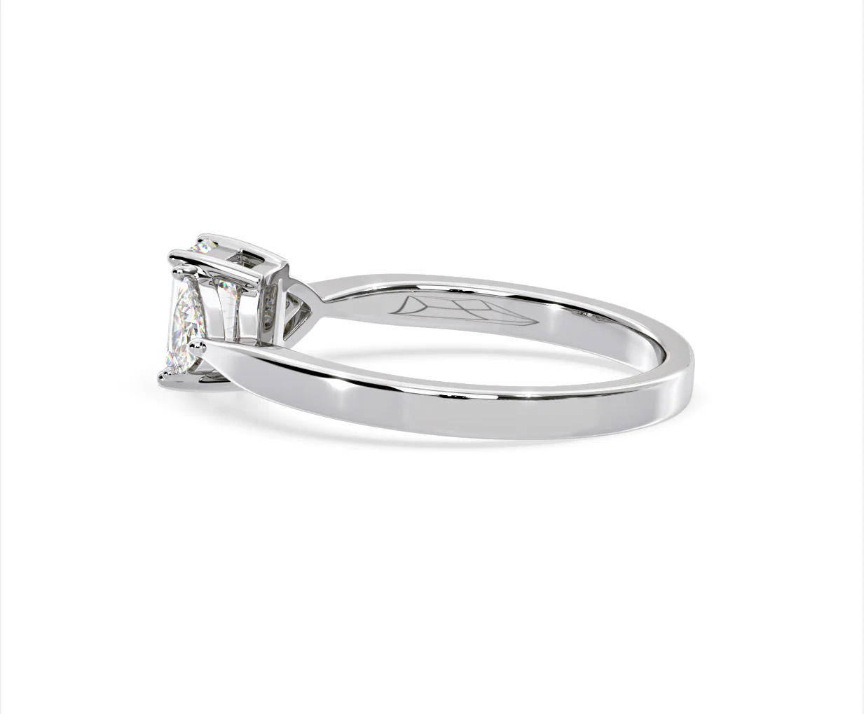 Aurora Lab Diamond Emerald Cut and Trillion 1.00ct Ring in 18K White Gold F/VS1 - Image 112