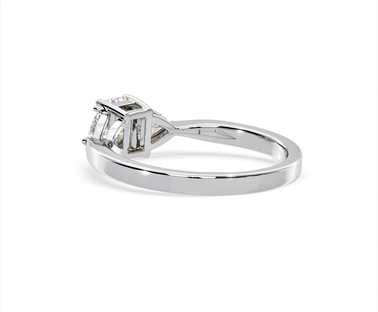 Aurora Lab Diamond Emerald Cut and Trillion 1.00ct Ring in 18K White Gold F/VS1 - Image 118