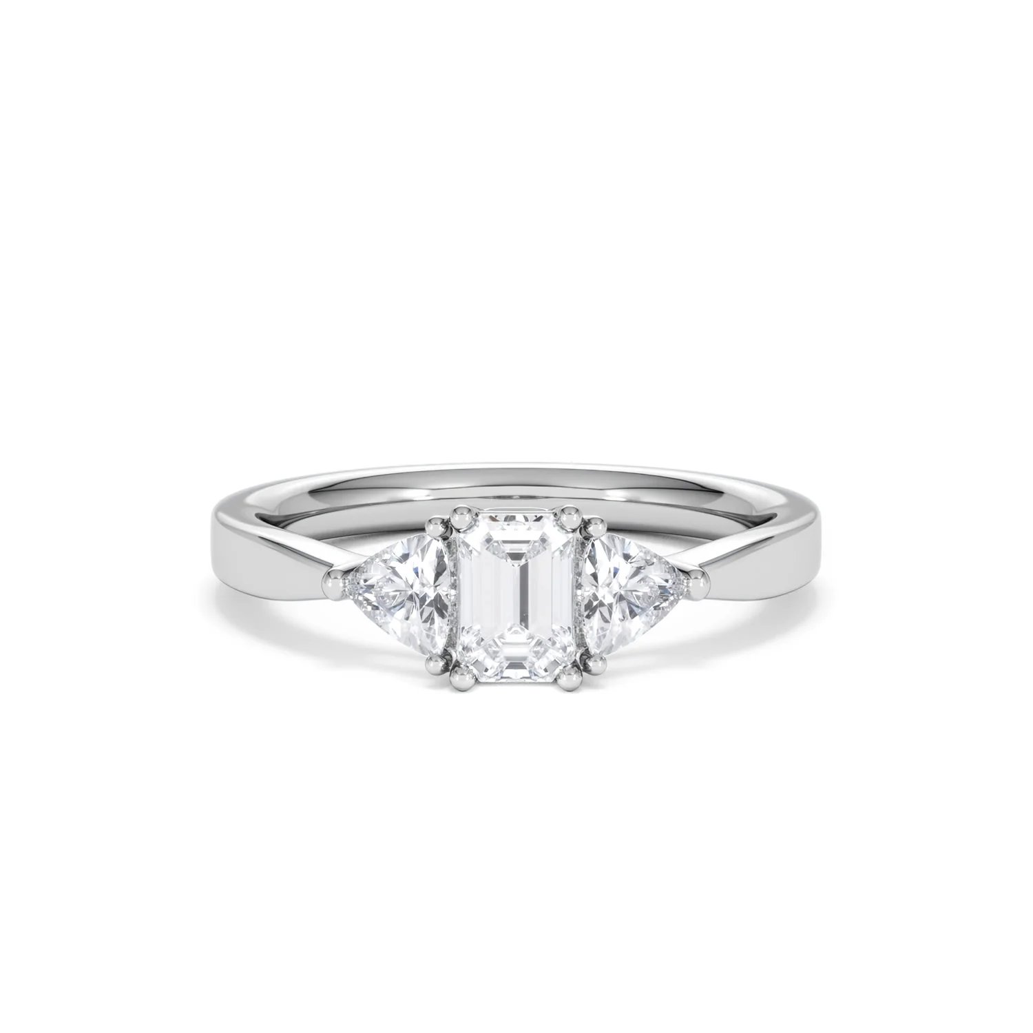 Aurora Lab Diamond Emerald Cut and Trillion 1.00ct Ring in 18K White Gold F/VS1 - Image 12