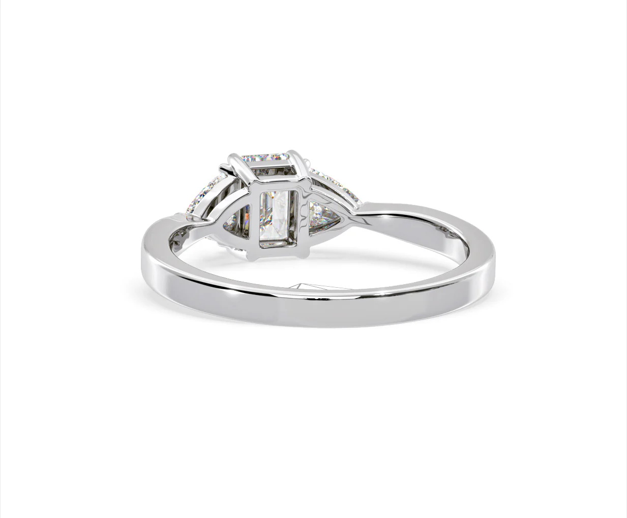 Aurora Lab Diamond Emerald Cut and Trillion 1.00ct Ring in 18K White Gold F/VS1 - Image 124