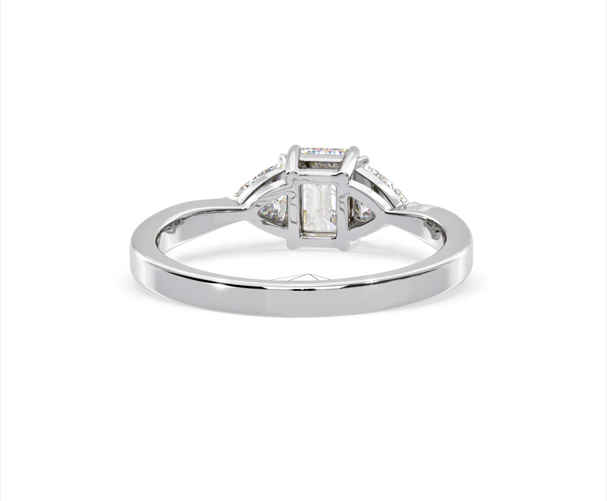Aurora Lab Diamond Emerald Cut and Trillion 1.00ct Ring in 18K White Gold F/VS1 - Image 129