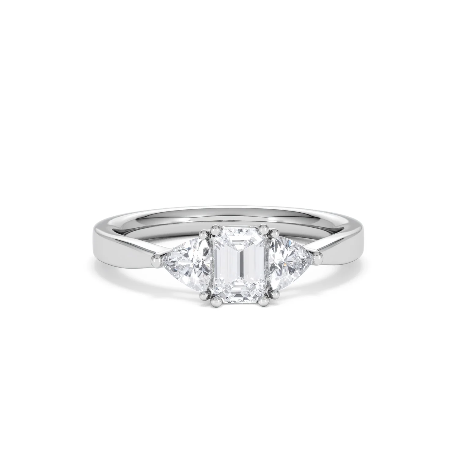 Aurora Lab Diamond Emerald Cut and Trillion 1.00ct Ring in 18K White Gold F/VS1 - Image 13