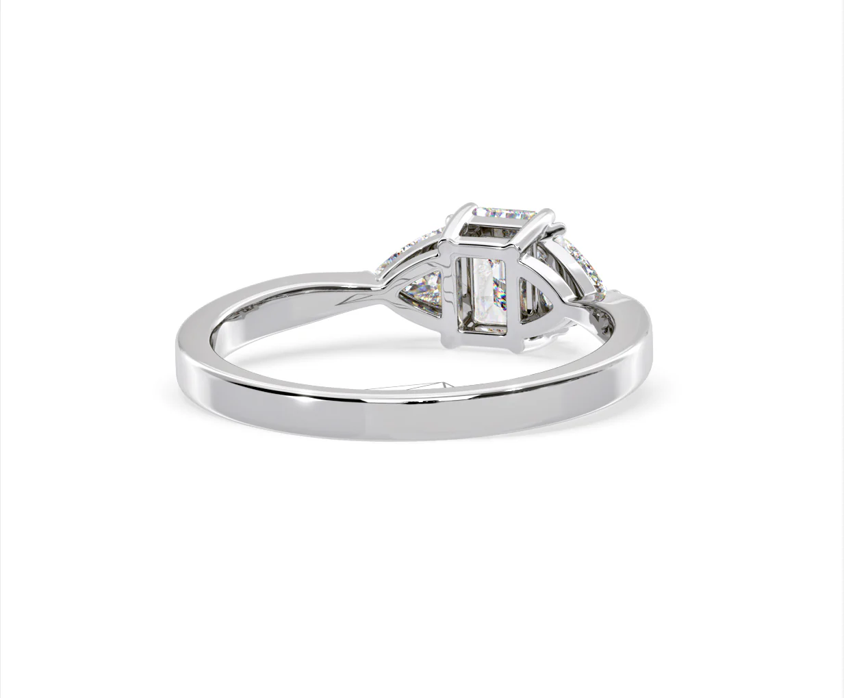Aurora Lab Diamond Emerald Cut and Trillion 1.00ct Ring in 18K White Gold F/VS1 - Image 132
