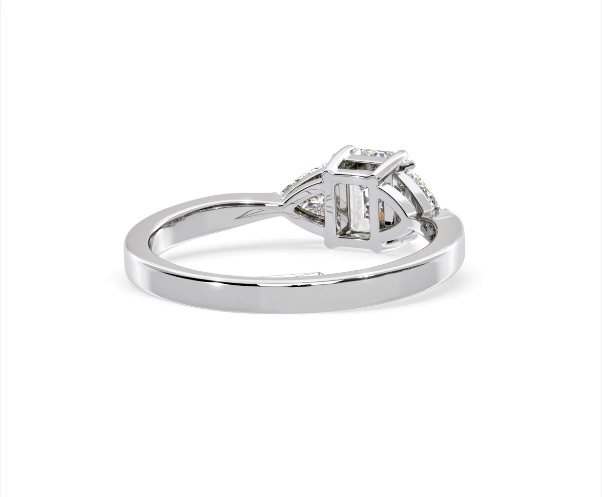 Aurora Lab Diamond Emerald Cut and Trillion 1.00ct Ring in 18K White Gold F/VS1 - Image 133
