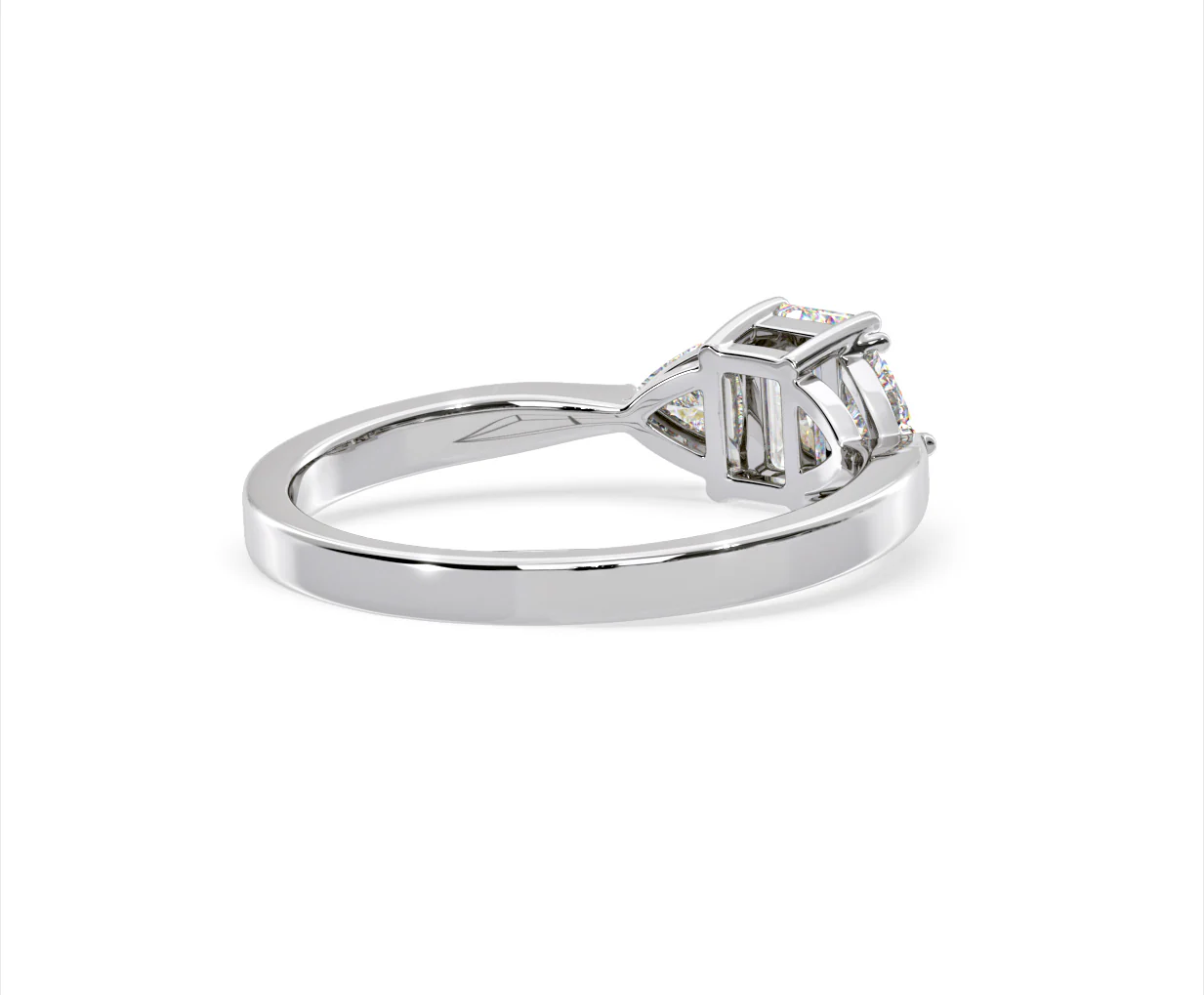 Aurora Lab Diamond Emerald Cut and Trillion 1.00ct Ring in 18K White Gold F/VS1 - Image 136
