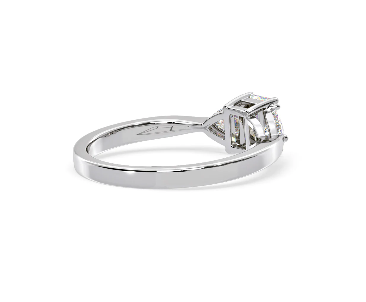 Aurora Lab Diamond Emerald Cut and Trillion 1.00ct Ring in 18K White Gold F/VS1 - Image 138