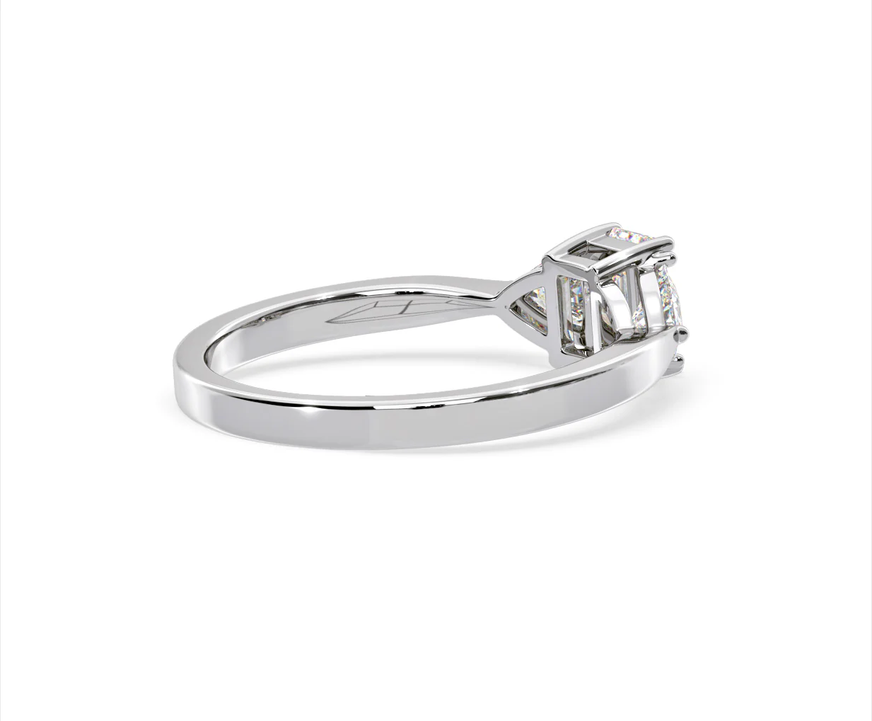 Aurora Lab Diamond Emerald Cut and Trillion 1.00ct Ring in 18K White Gold F/VS1 - Image 139