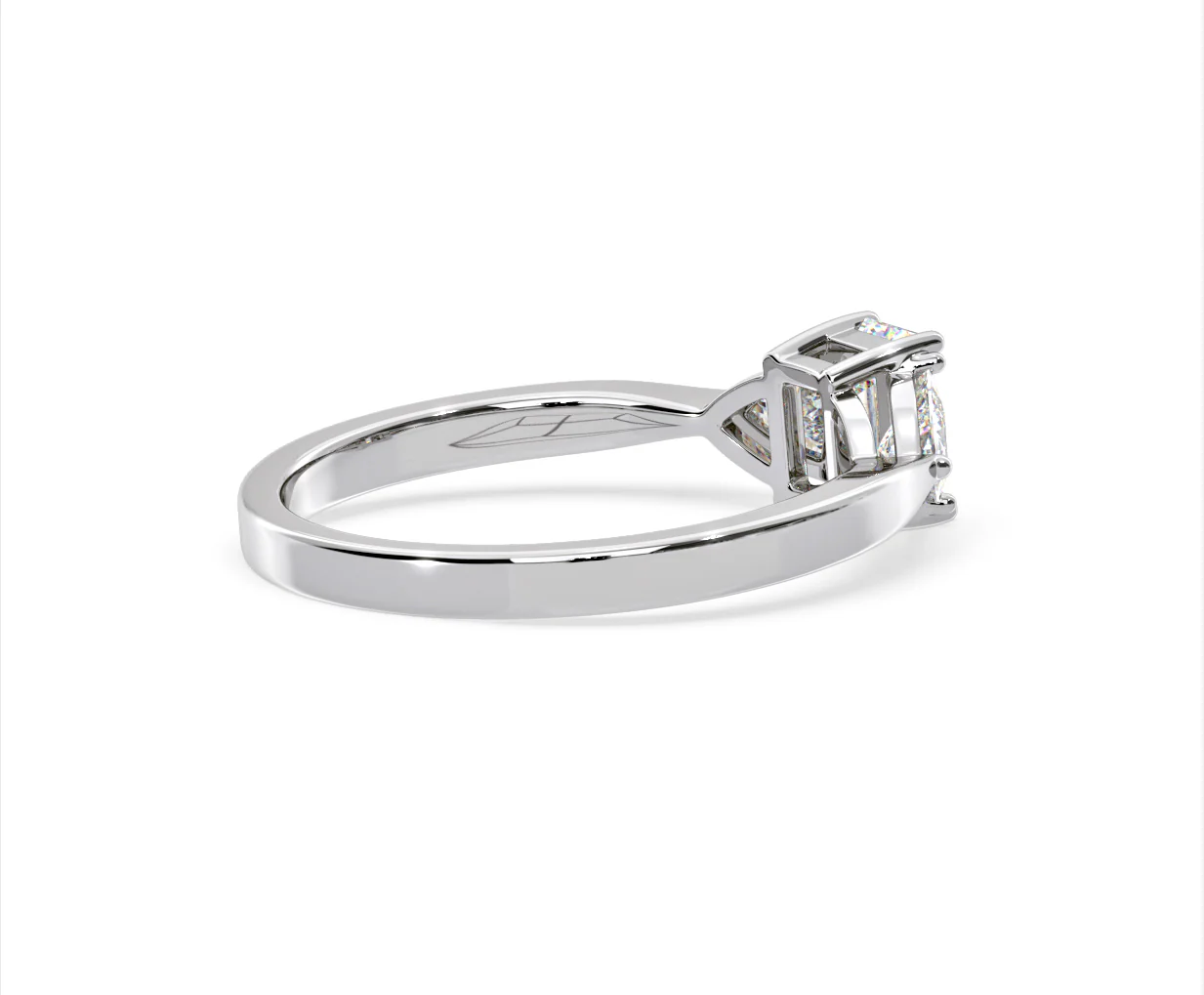 Aurora Lab Diamond Emerald Cut and Trillion 1.00ct Ring in 18K White Gold F/VS1 - Image 140