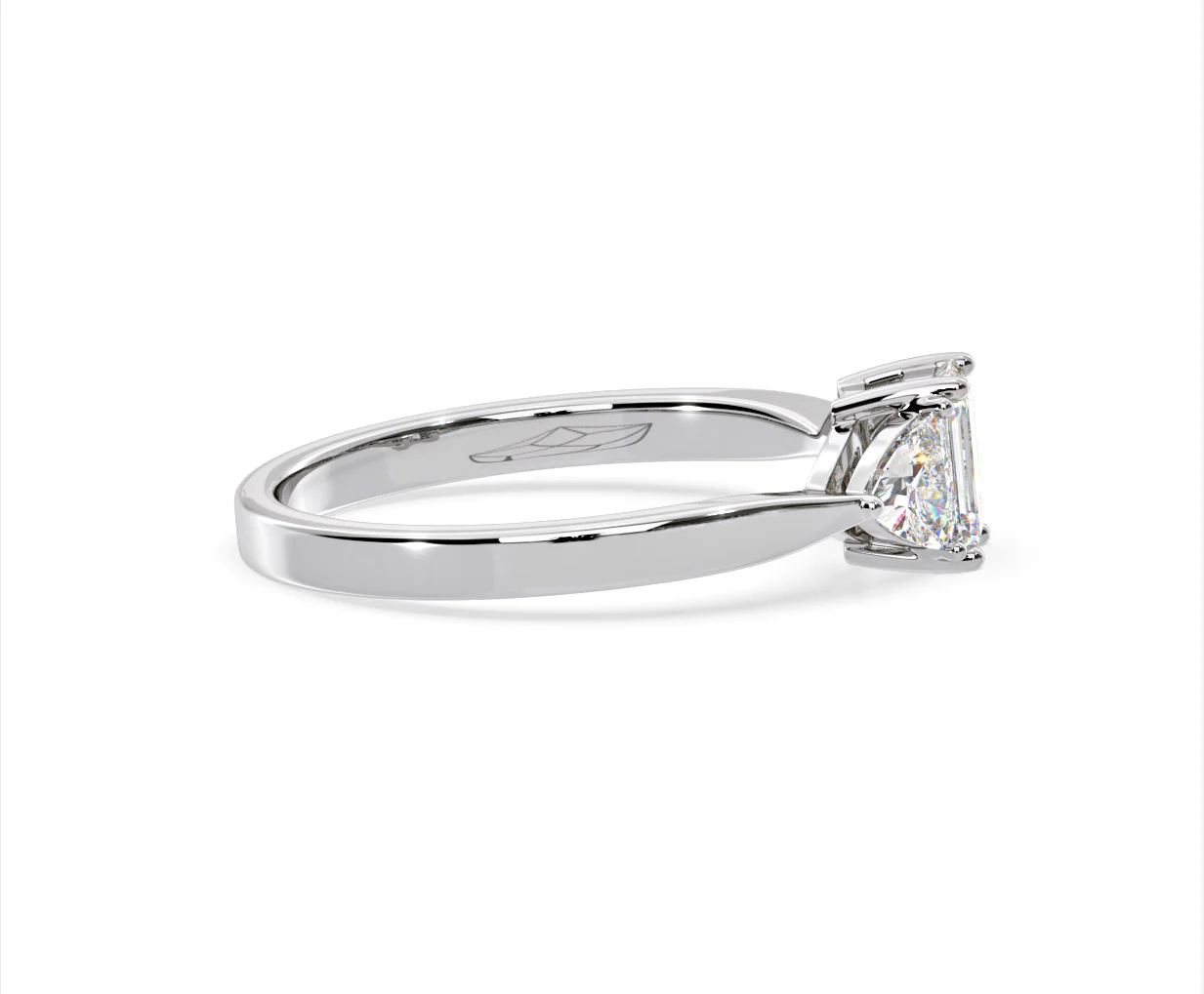 Aurora Lab Diamond Emerald Cut and Trillion 1.00ct Ring in 18K White Gold F/VS1 - Image 148