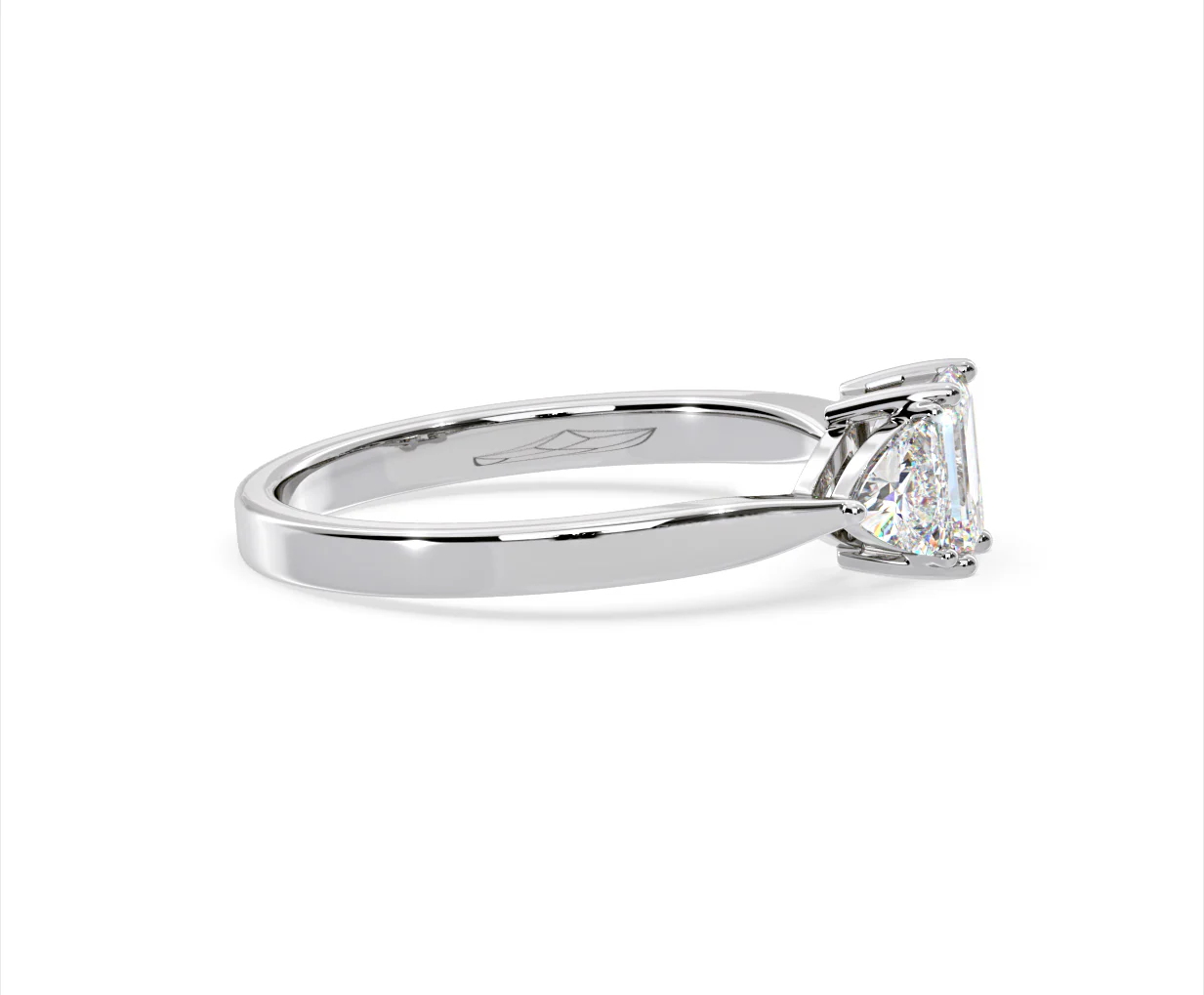 Aurora Lab Diamond Emerald Cut and Trillion 1.00ct Ring in 18K White Gold F/VS1 - Image 149