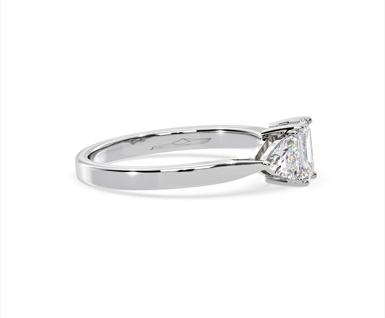 Aurora Lab Diamond Emerald Cut and Trillion 1.00ct Ring in 18K White Gold F/VS1 - Image 150