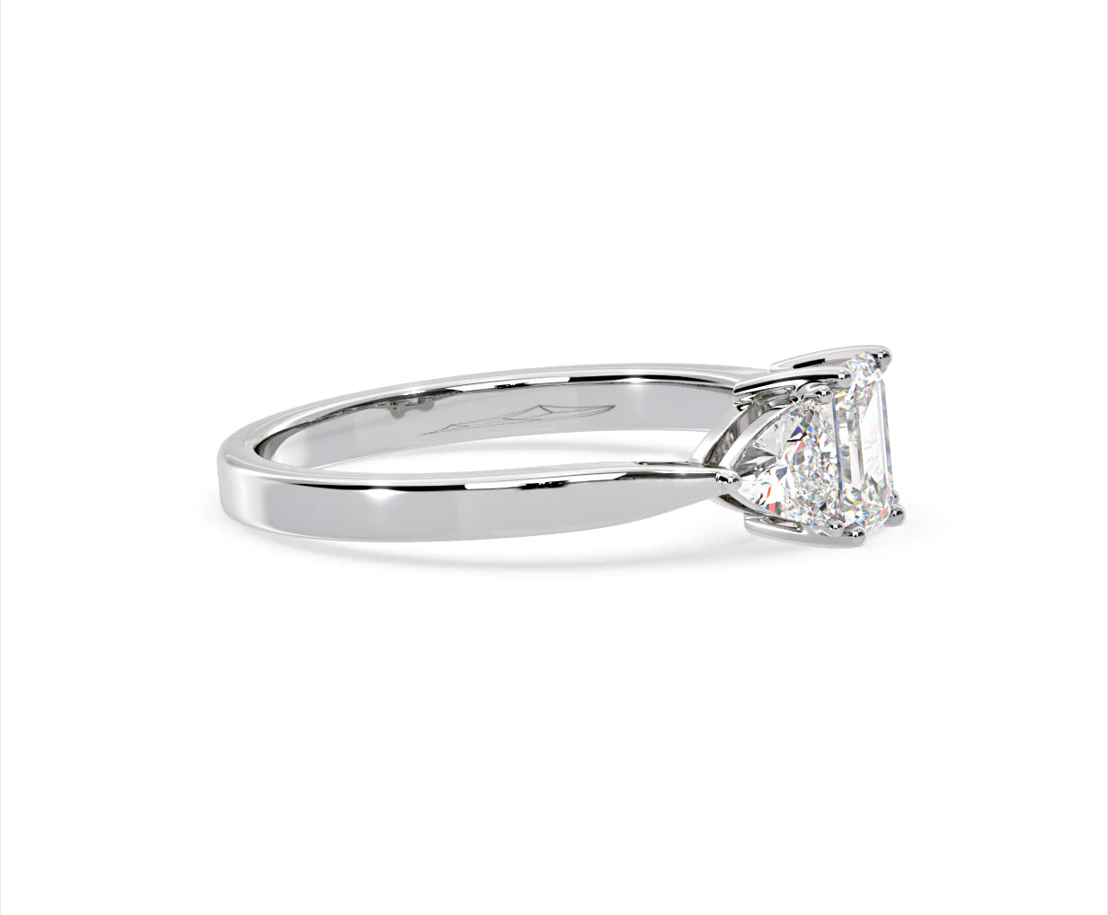 Aurora Lab Diamond Emerald Cut and Trillion 1.00ct Ring in 18K White Gold F/VS1 - Image 152