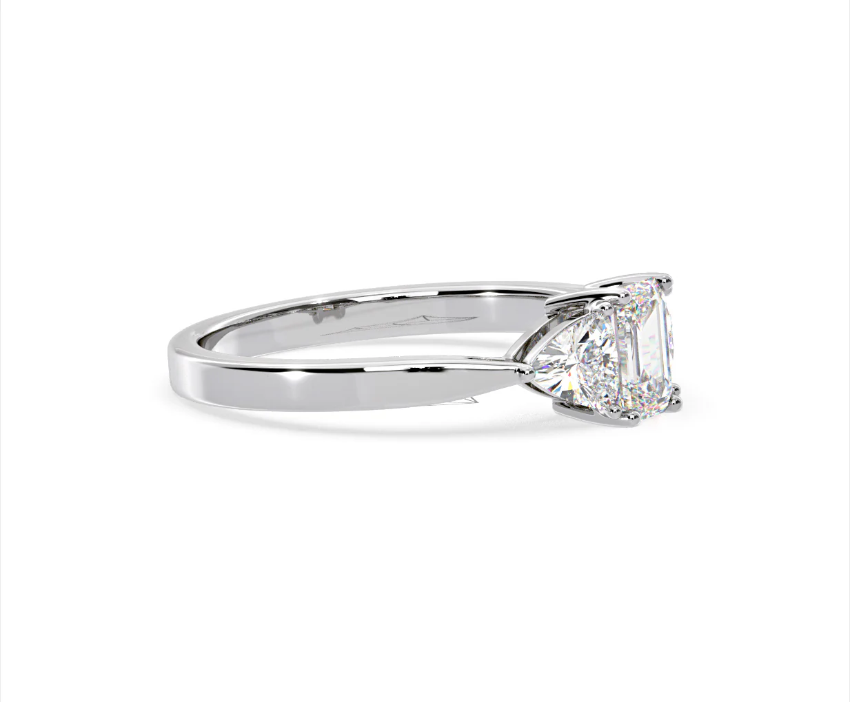 Aurora Lab Diamond Emerald Cut and Trillion 1.00ct Ring in 18K White Gold F/VS1 - Image 154