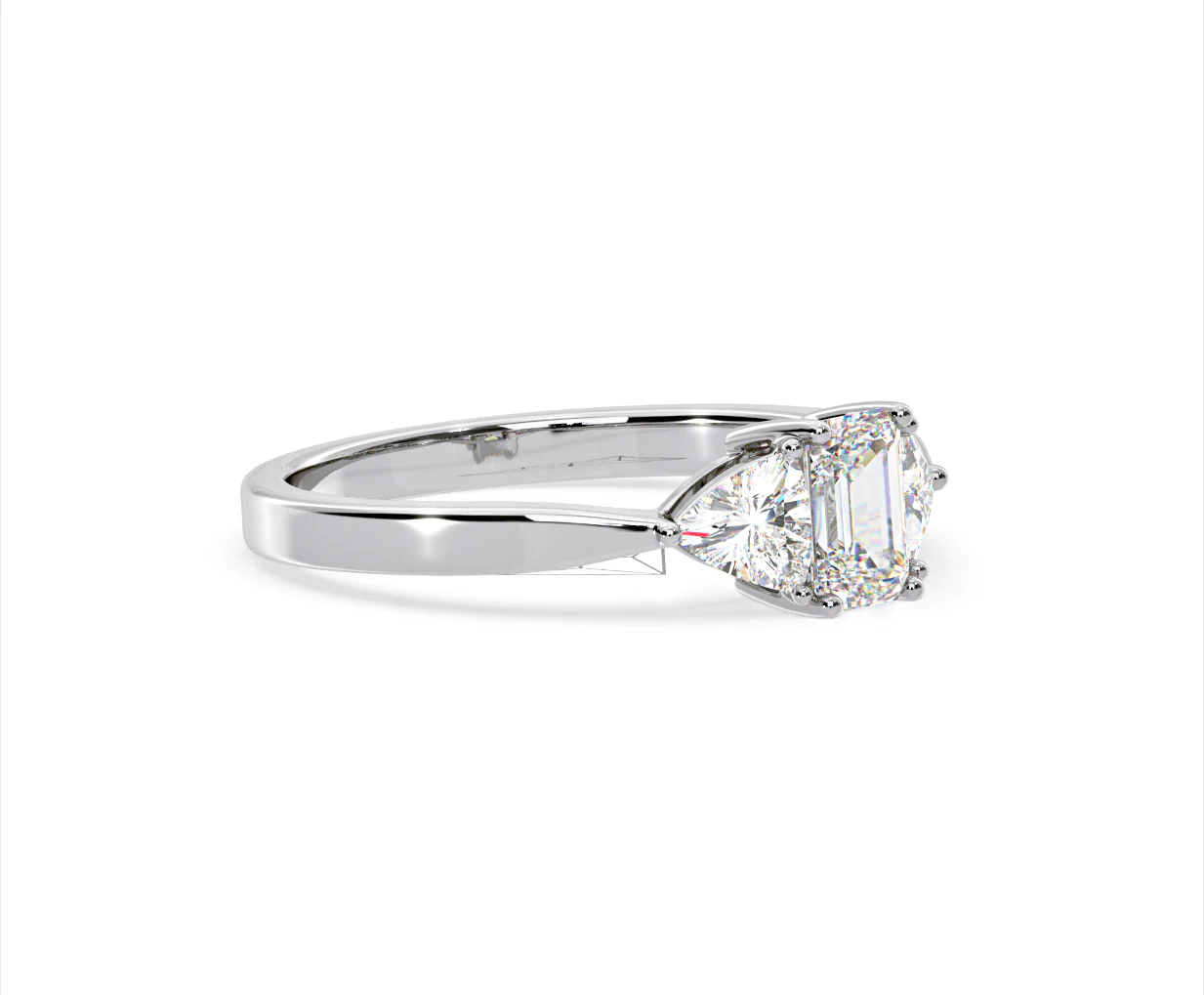 Aurora Lab Diamond Emerald Cut and Trillion 1.00ct Ring in 18K White Gold F/VS1 - Image 157