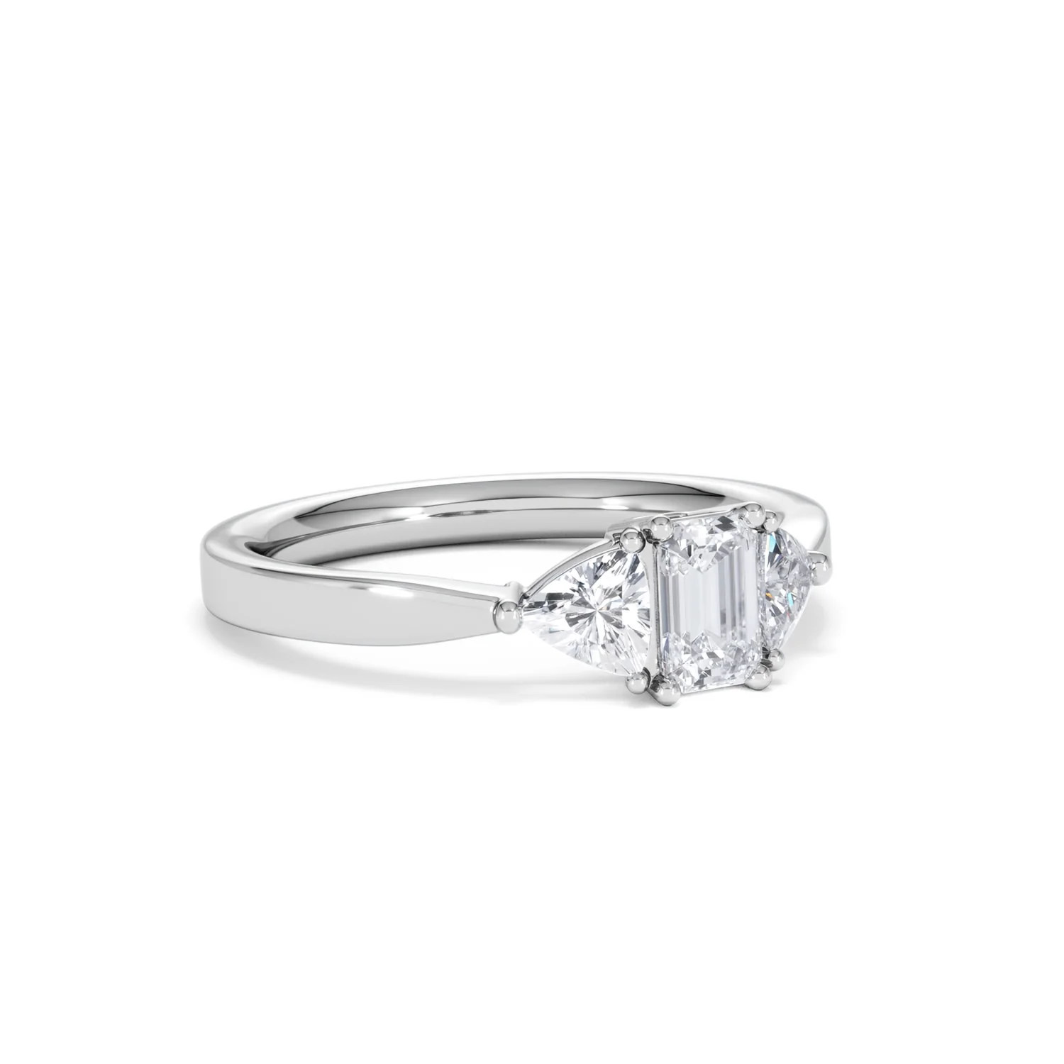 Aurora Lab Diamond Emerald Cut and Trillion 1.00ct Ring in 18K White Gold F/VS1 - Image 19