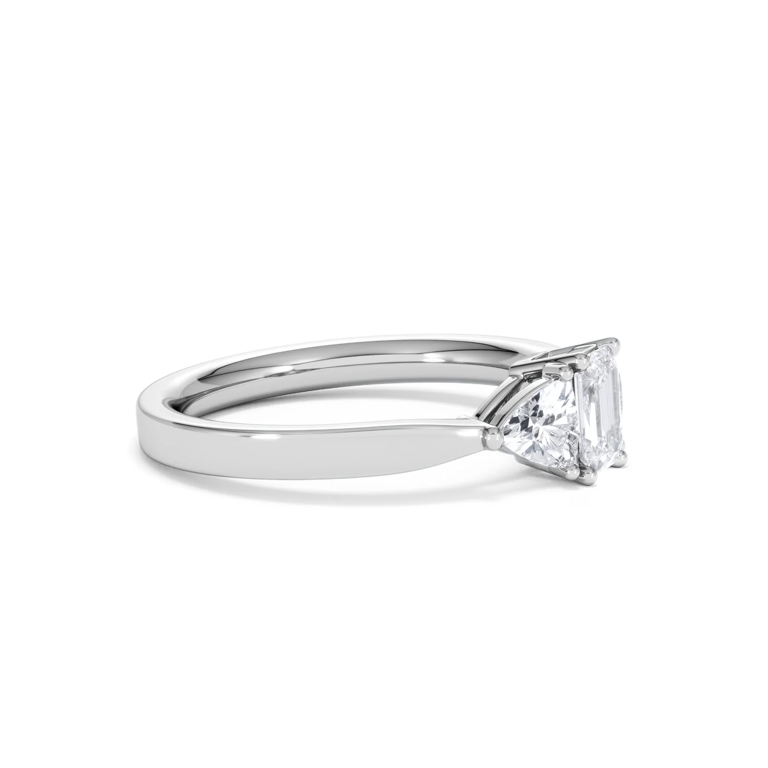 Aurora Lab Diamond Emerald Cut and Trillion 1.00ct Ring in 18K White Gold F/VS1 - Image 26