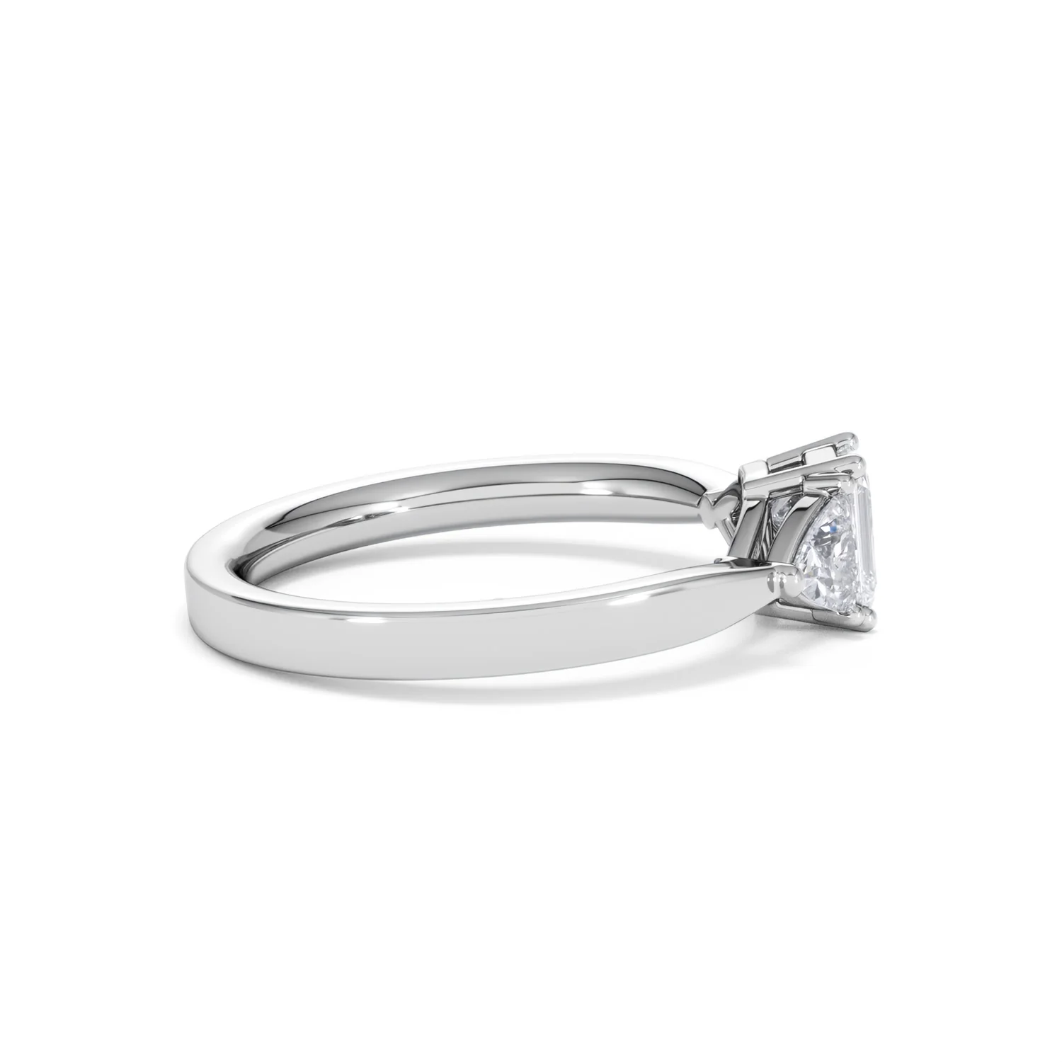 Aurora Lab Diamond Emerald Cut and Trillion 1.00ct Ring in 18K White Gold F/VS1 - Image 32