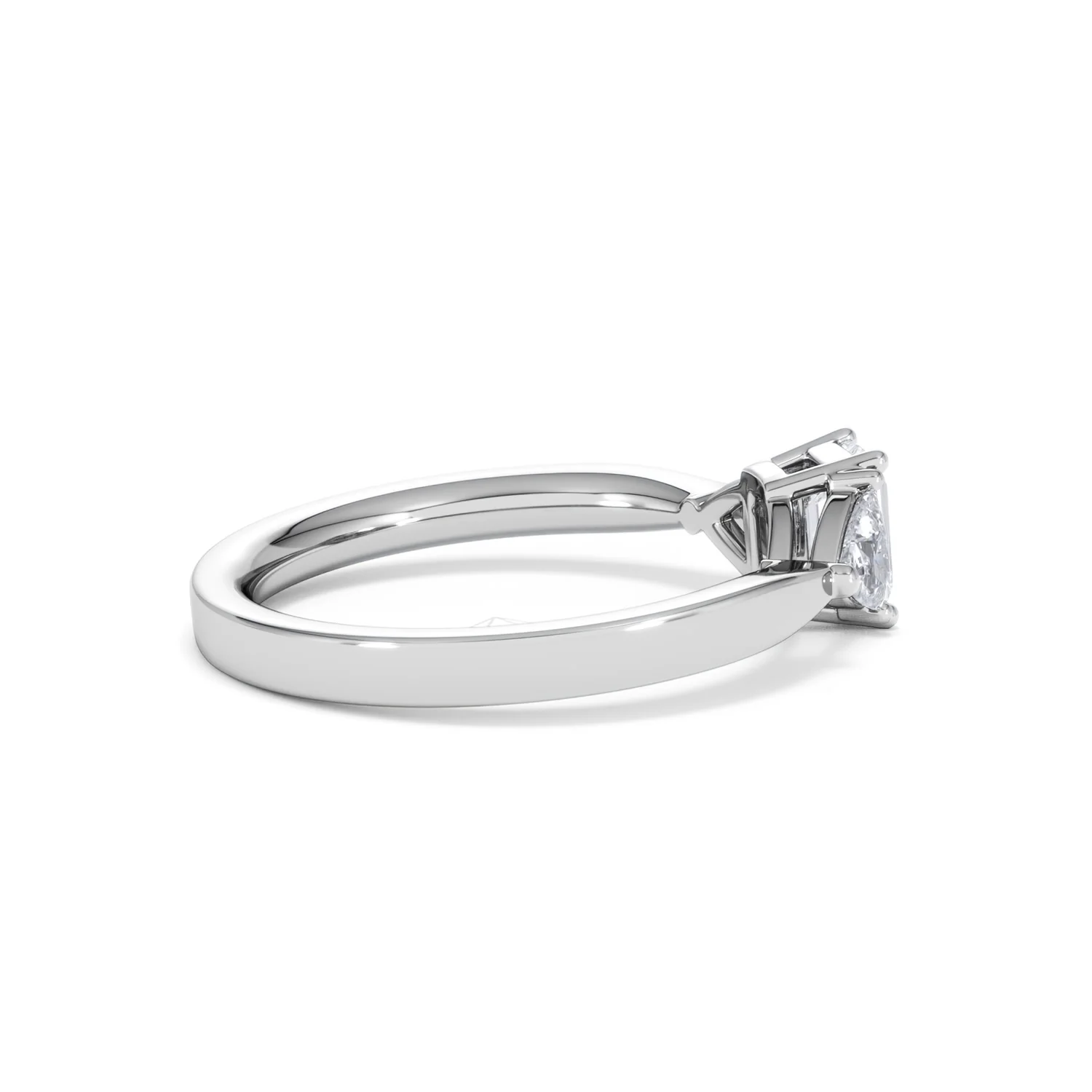 Aurora Lab Diamond Emerald Cut and Trillion 1.00ct Ring in 18K White Gold F/VS1 - Image 35