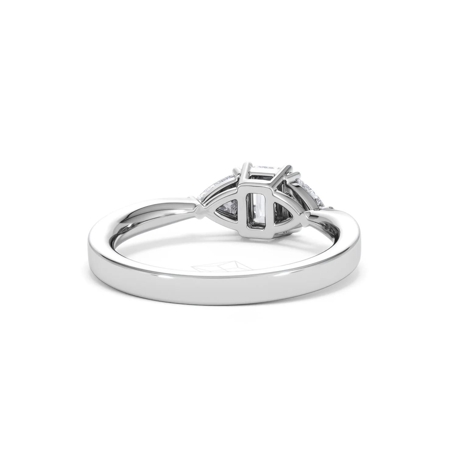 Aurora Lab Diamond Emerald Cut and Trillion 1.00ct Ring in 18K White Gold F/VS1 - Image 48