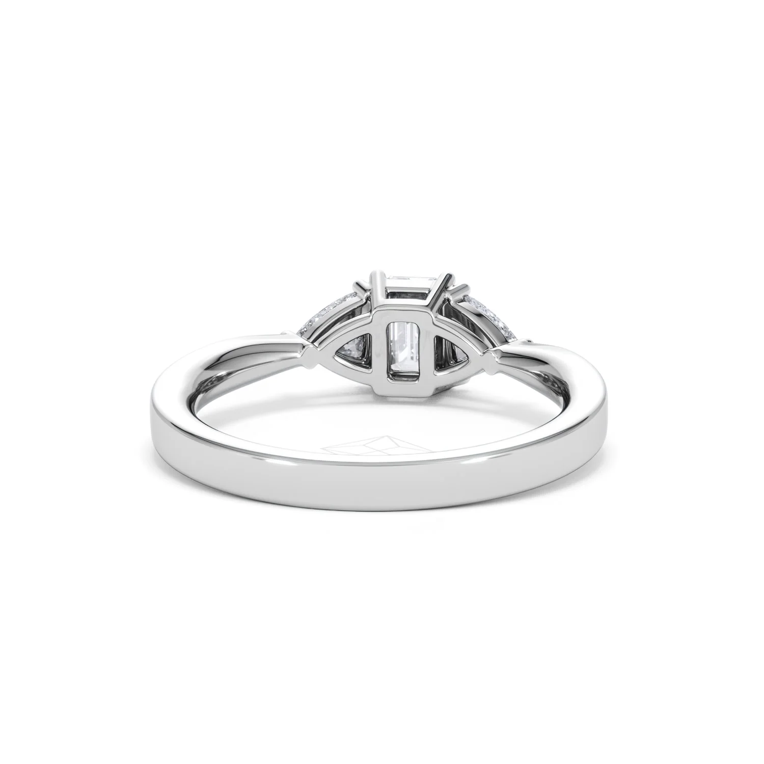 Aurora Lab Diamond Emerald Cut and Trillion 1.00ct Ring in 18K White Gold F/VS1 - Image 50