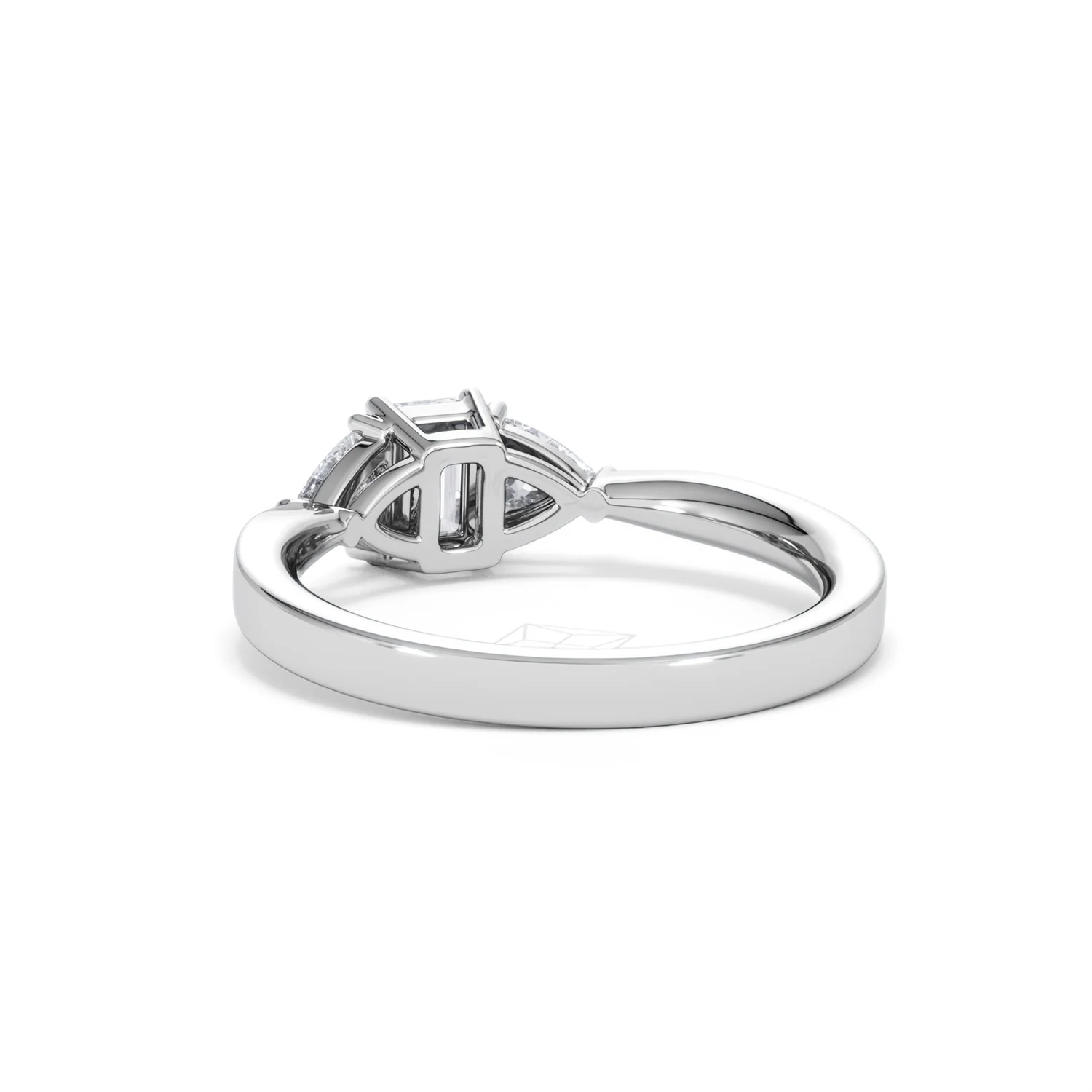 Aurora Lab Diamond Emerald Cut and Trillion 1.00ct Ring in 18K White Gold F/VS1 - Image 57