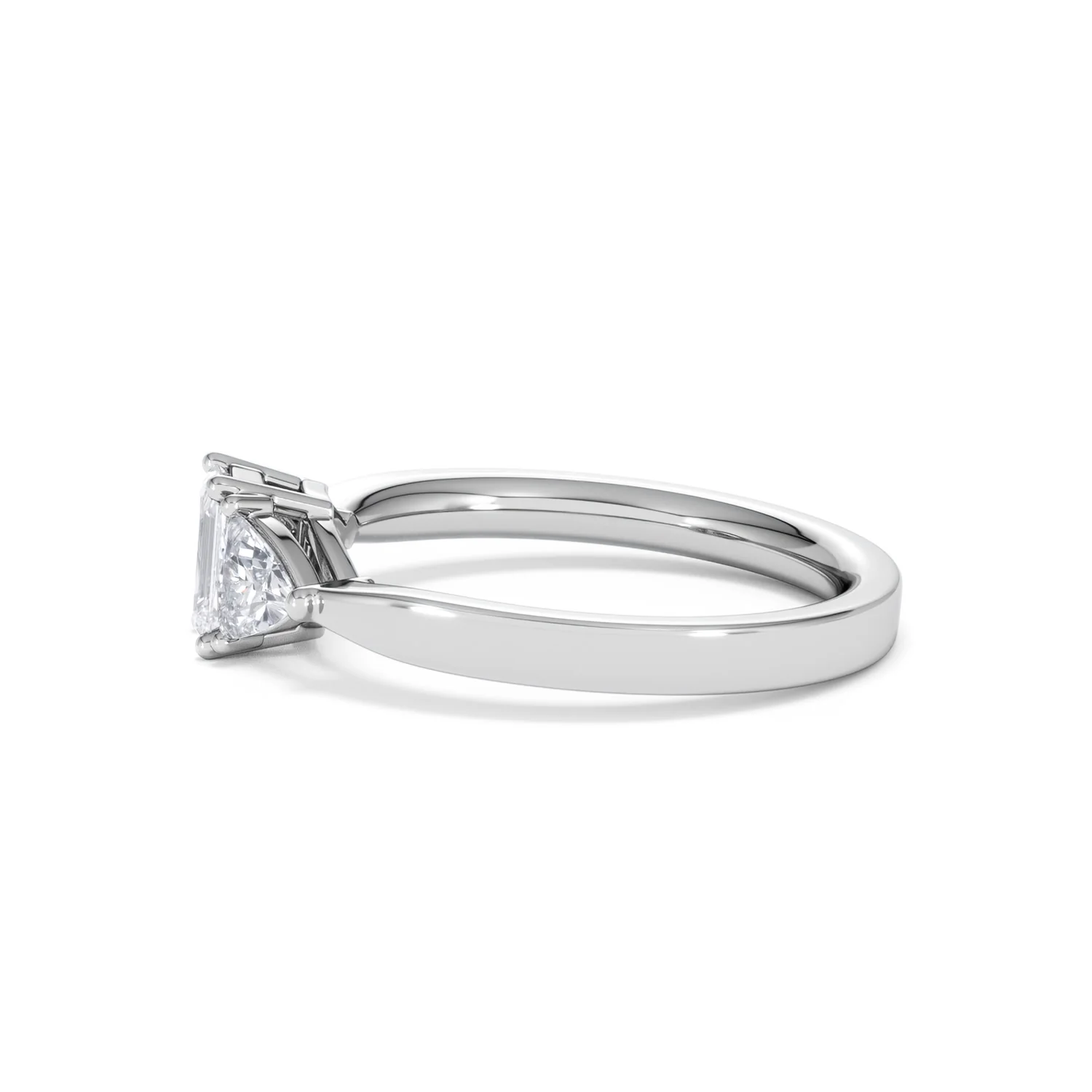 Aurora Lab Diamond Emerald Cut and Trillion 1.00ct Ring in 18K White Gold F/VS1 - Image 73