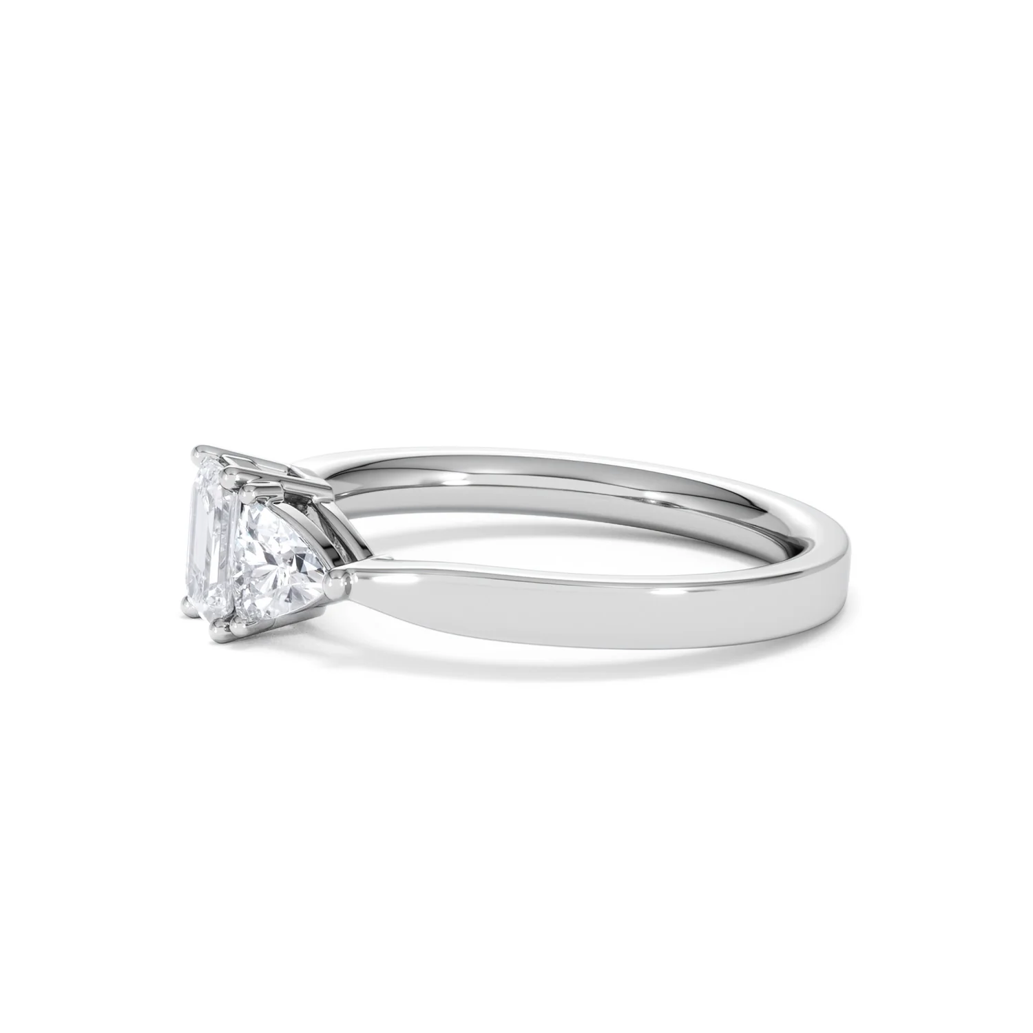 Aurora Lab Diamond Emerald Cut and Trillion 1.00ct Ring in 18K White Gold F/VS1 - Image 76