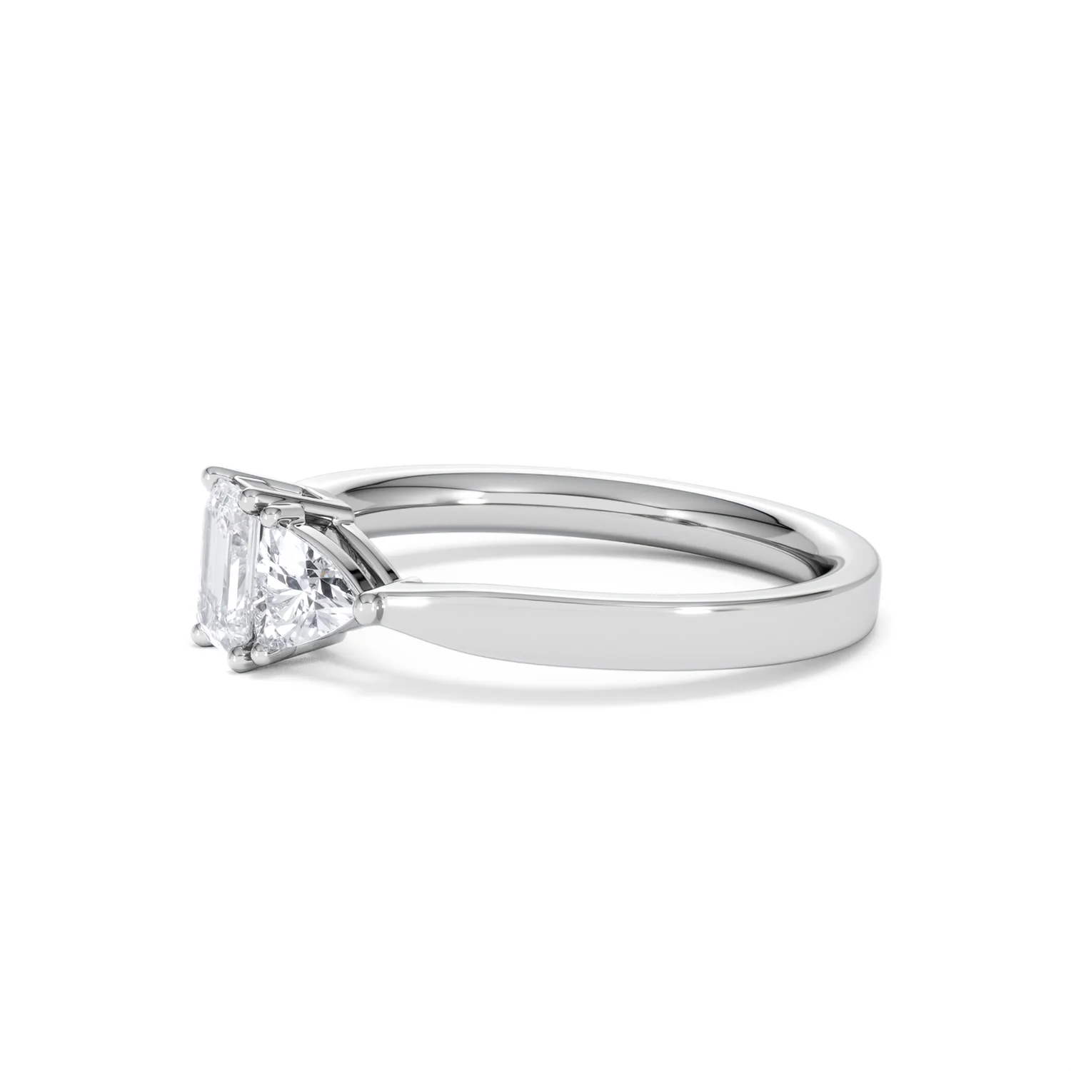 Aurora Lab Diamond Emerald Cut and Trillion 1.00ct Ring in 18K White Gold F/VS1 - Image 77