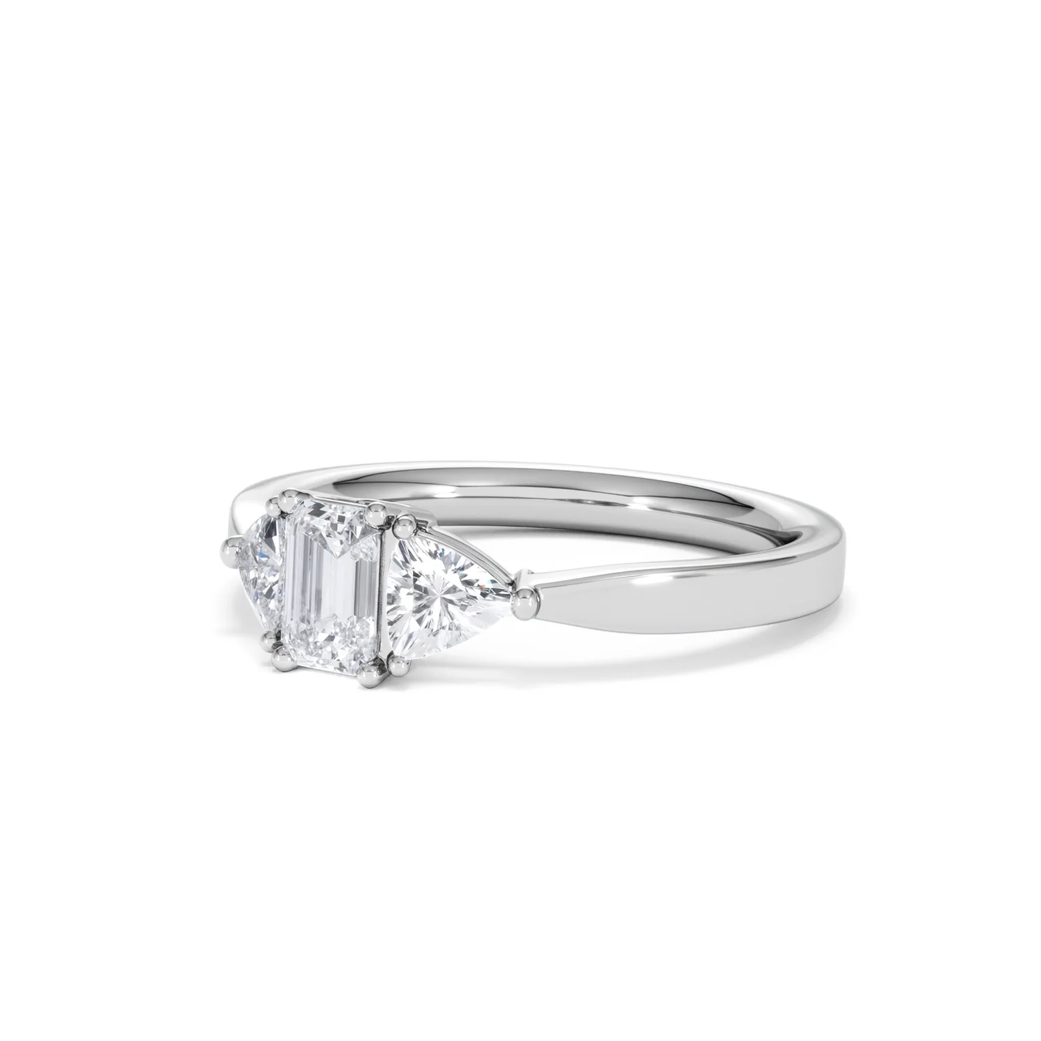 Aurora Lab Diamond Emerald Cut and Trillion 1.00ct Ring in 18K White Gold F/VS1 - Image 84