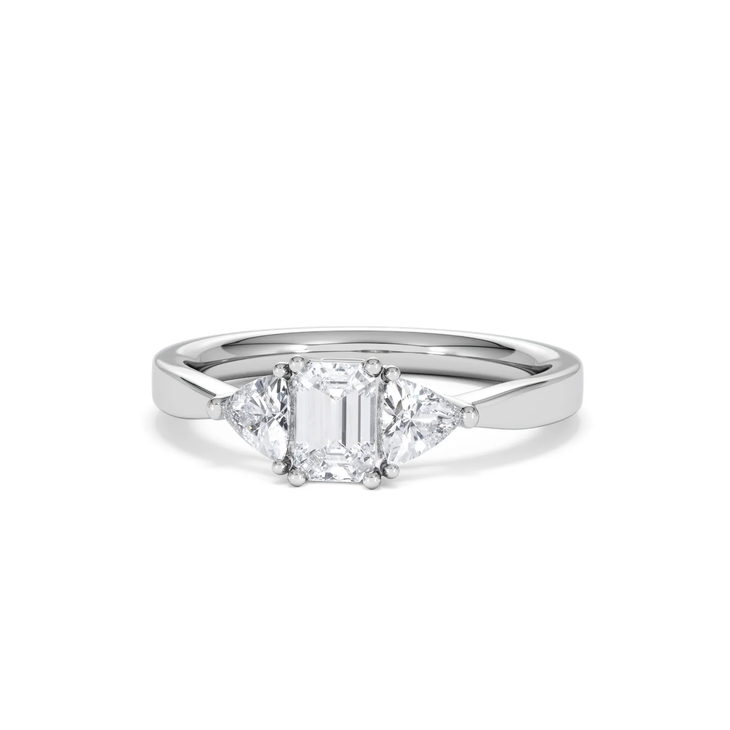 Aurora Lab Diamond Emerald Cut and Trillion 1.00ct Ring in 18K White Gold F/VS1 - Image 90