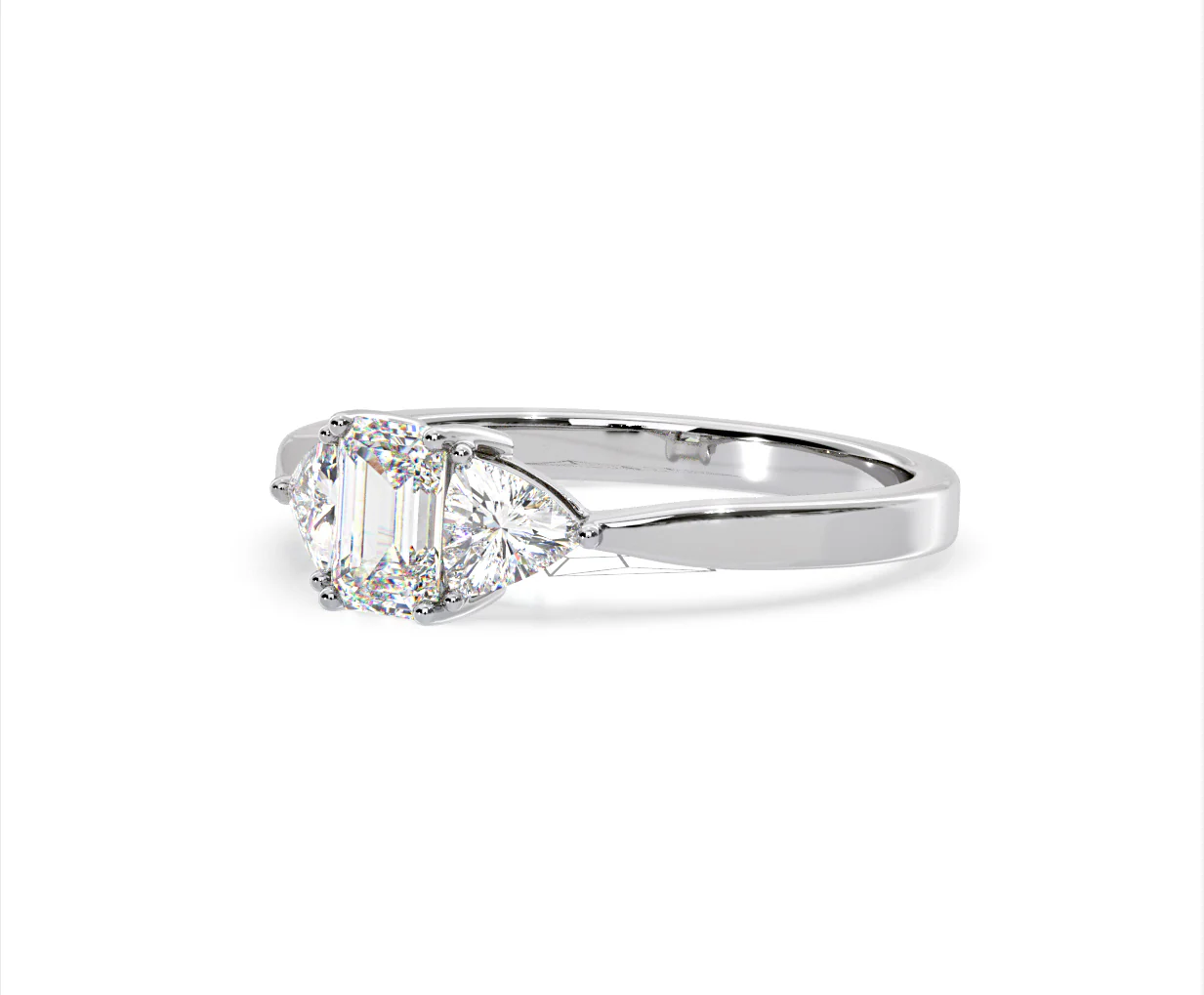 Aurora Lab Diamond Emerald Cut and Trillion 1.00ct Ring in 18K White Gold F/VS1 - Image 96