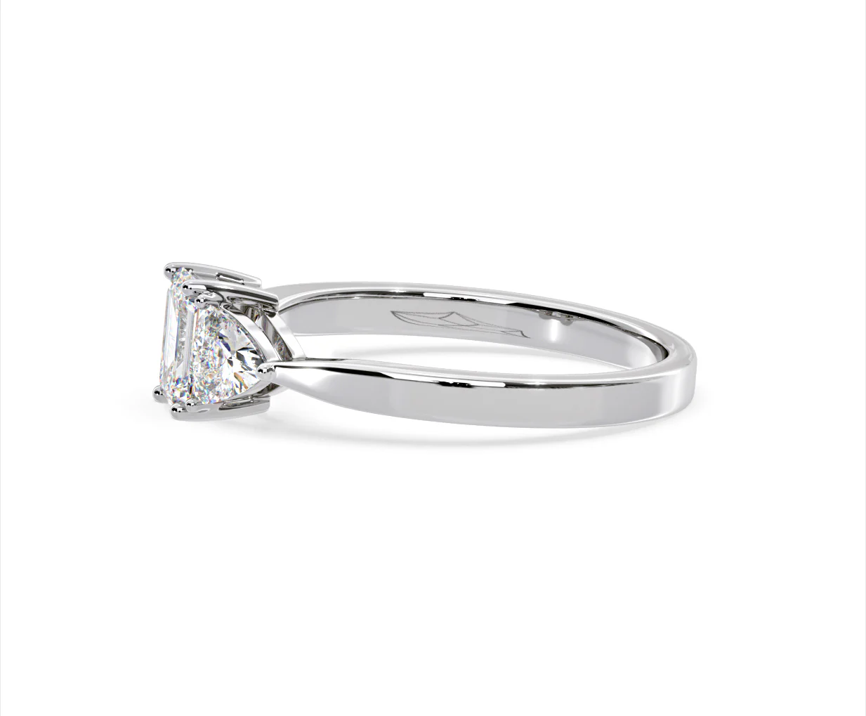 Aurora Lab Diamond Emerald Cut and Trillion 1.00ct Ring in Platinum F/VS1 - Image 105