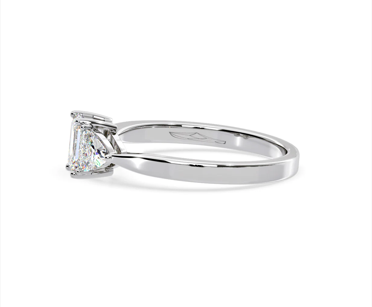 Aurora Lab Diamond Emerald Cut and Trillion 1.00ct Ring in Platinum F/VS1 - Image 106