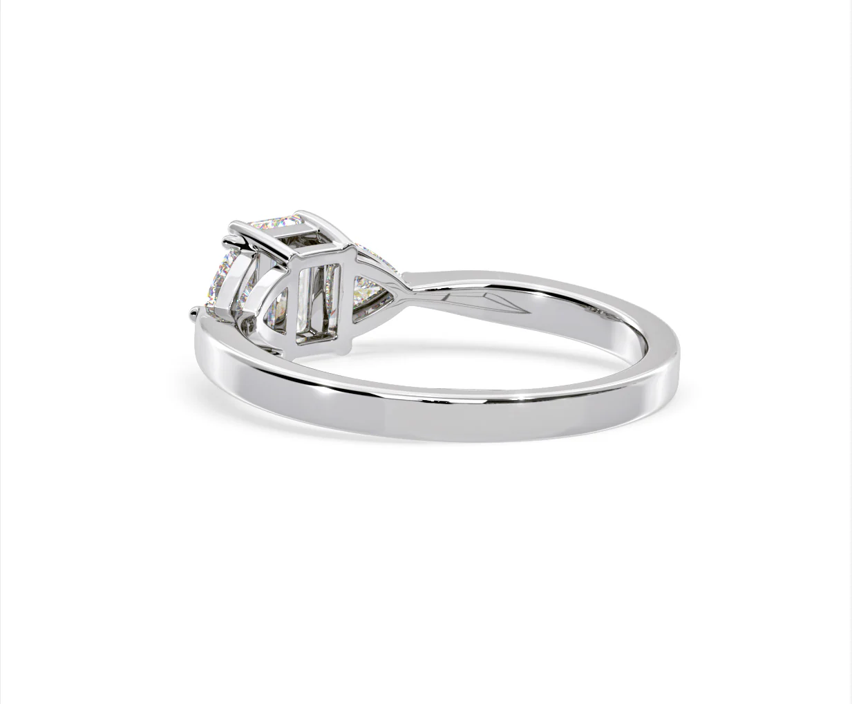 Aurora Lab Diamond Emerald Cut and Trillion 1.00ct Ring in Platinum F/VS1 - Image 119