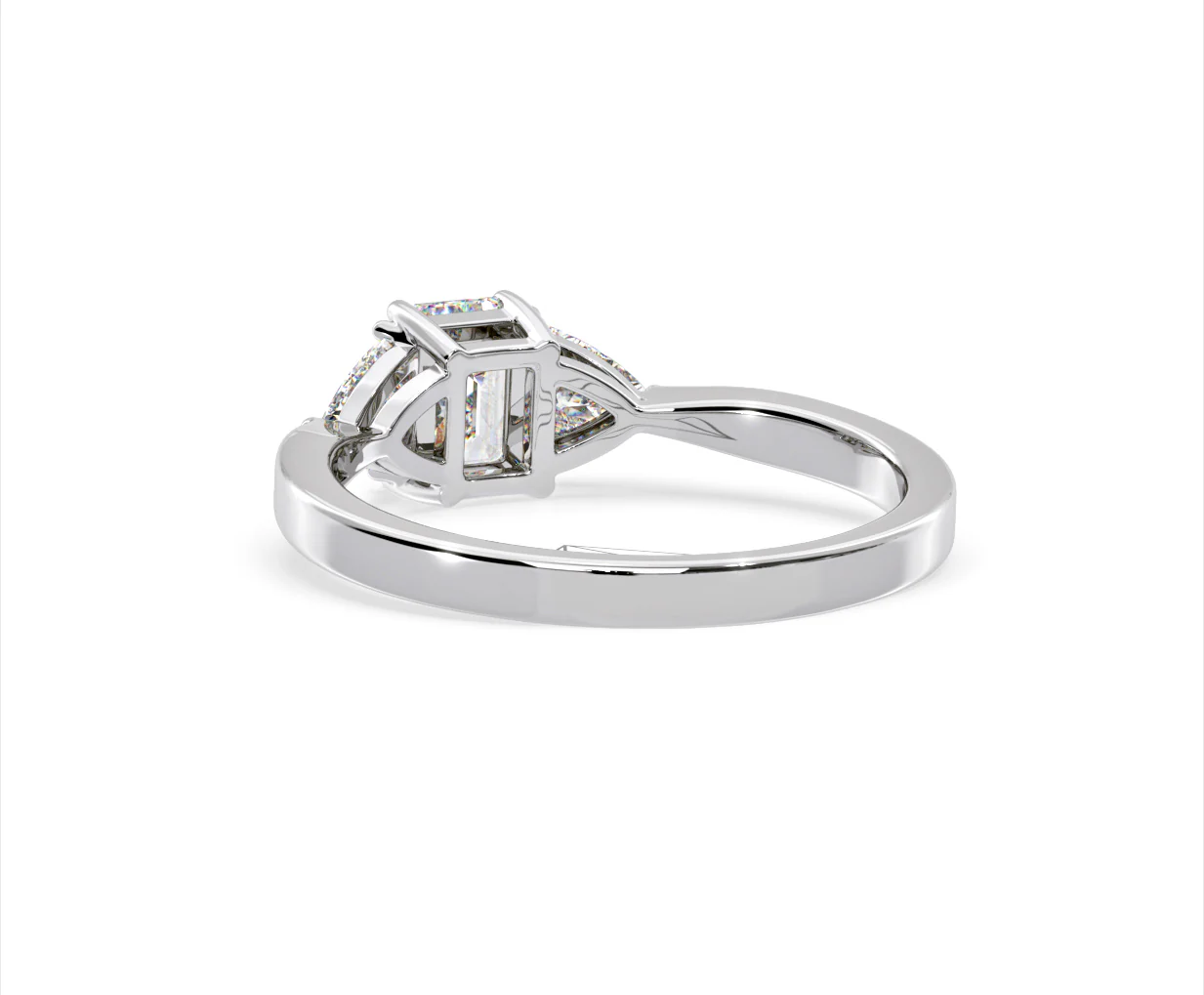 Aurora Lab Diamond Emerald Cut and Trillion 1.00ct Ring in Platinum F/VS1 - Image 122
