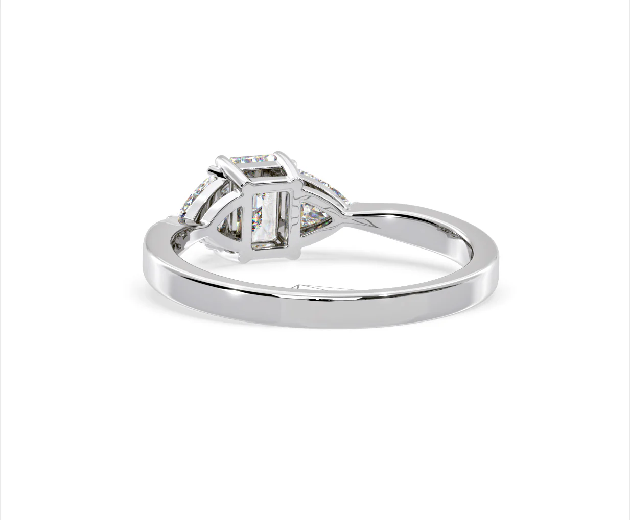 Aurora Lab Diamond Emerald Cut and Trillion 1.00ct Ring in Platinum F/VS1 - Image 123
