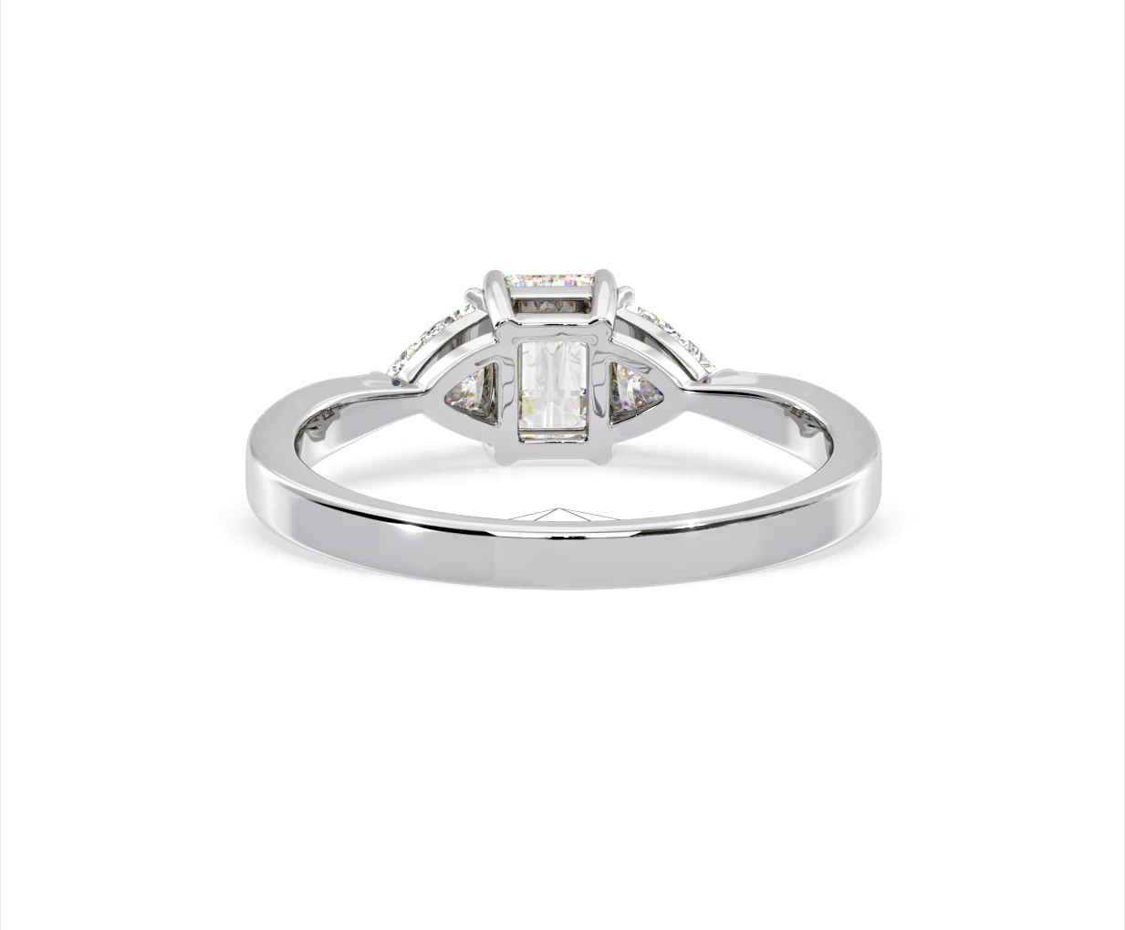 Aurora Lab Diamond Emerald Cut and Trillion 1.00ct Ring in Platinum F/VS1 - Image 127