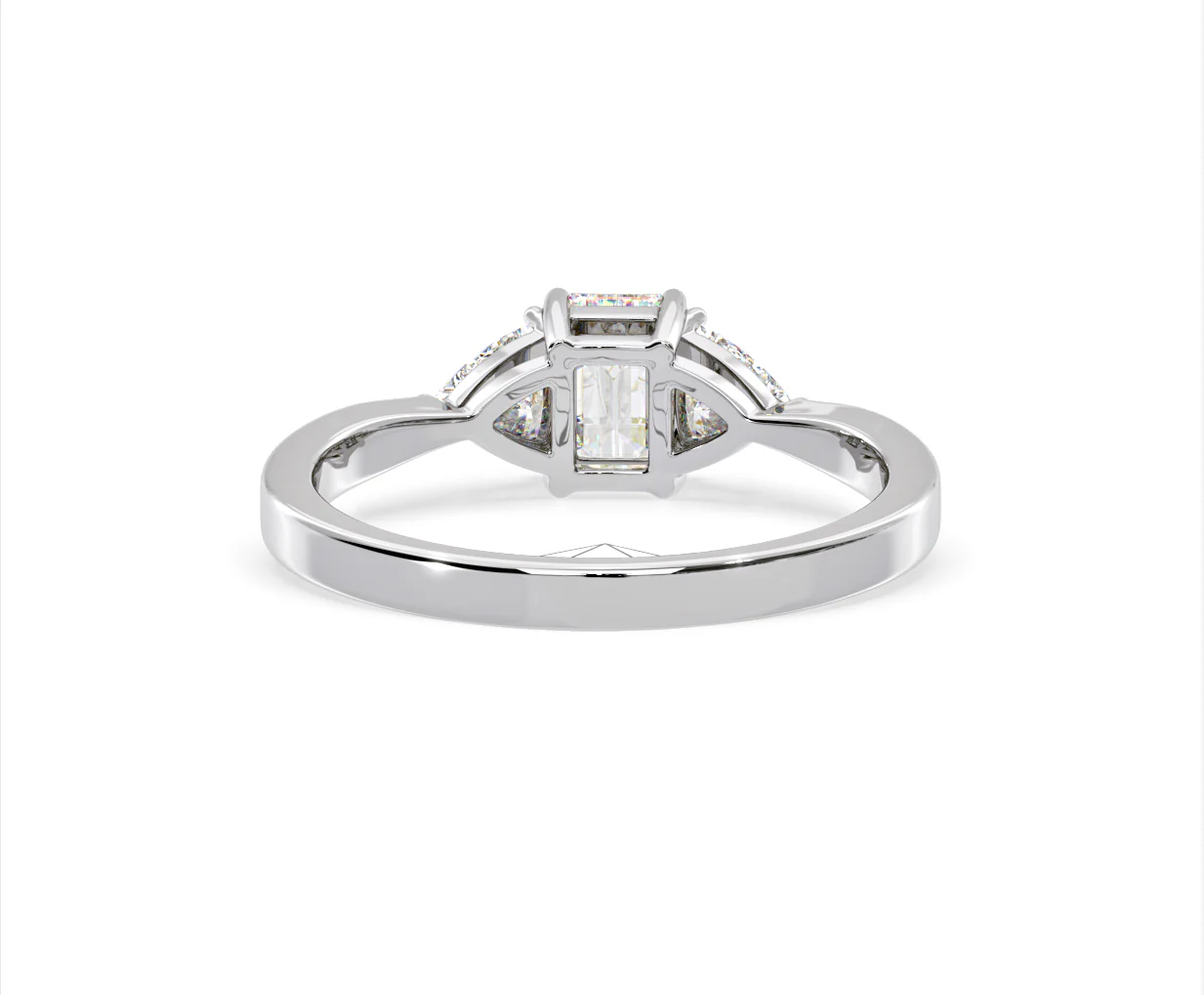 Aurora Lab Diamond Emerald Cut and Trillion 1.00ct Ring in Platinum F/VS1 - Image 128