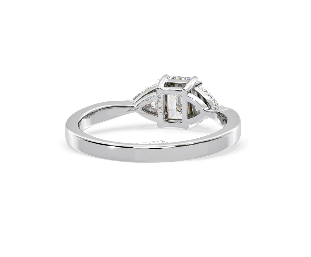 Aurora Lab Diamond Emerald Cut and Trillion 1.00ct Ring in Platinum F/VS1 - Image 131
