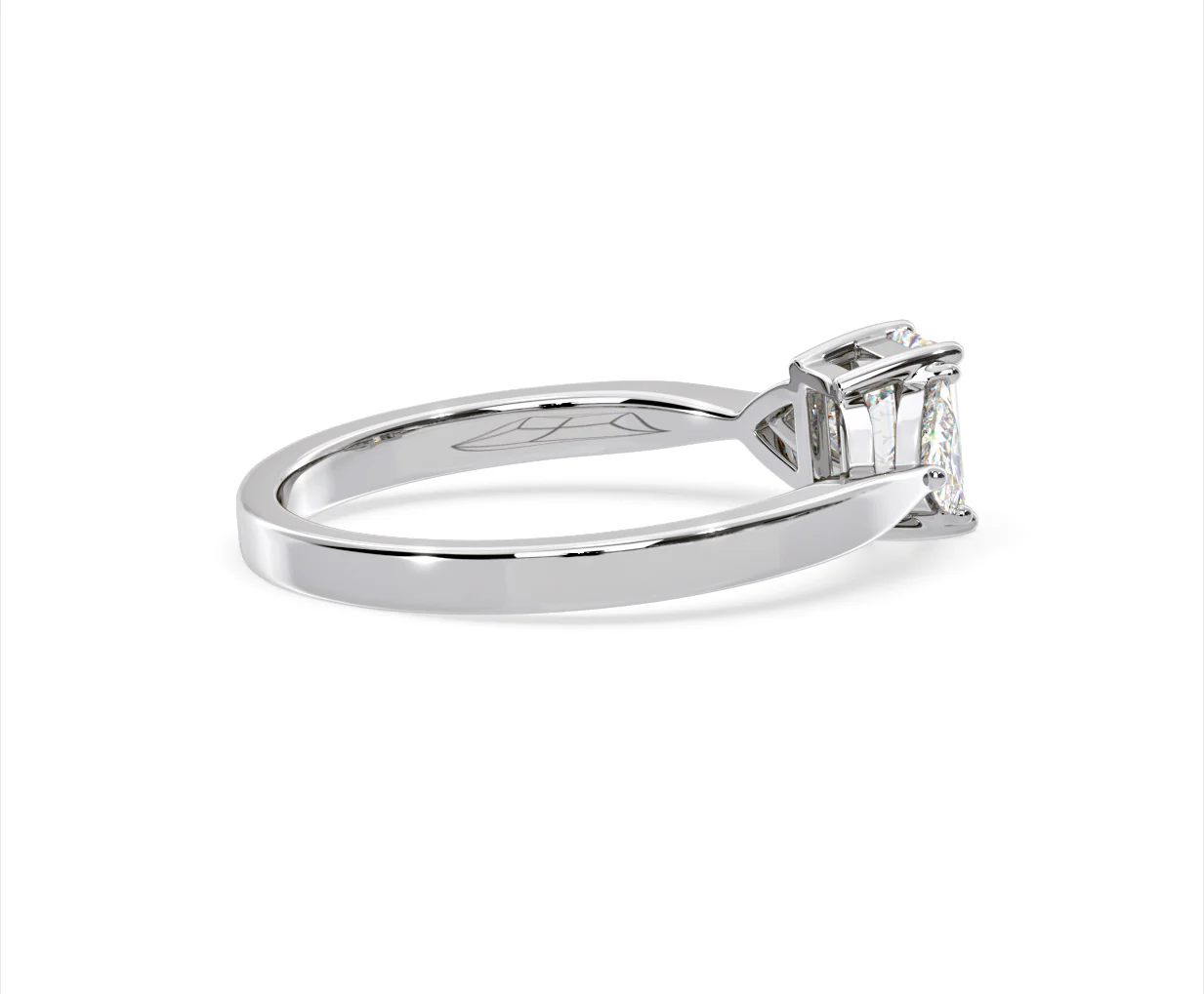 Aurora Lab Diamond Emerald Cut and Trillion 1.00ct Ring in Platinum F/VS1 - Image 142