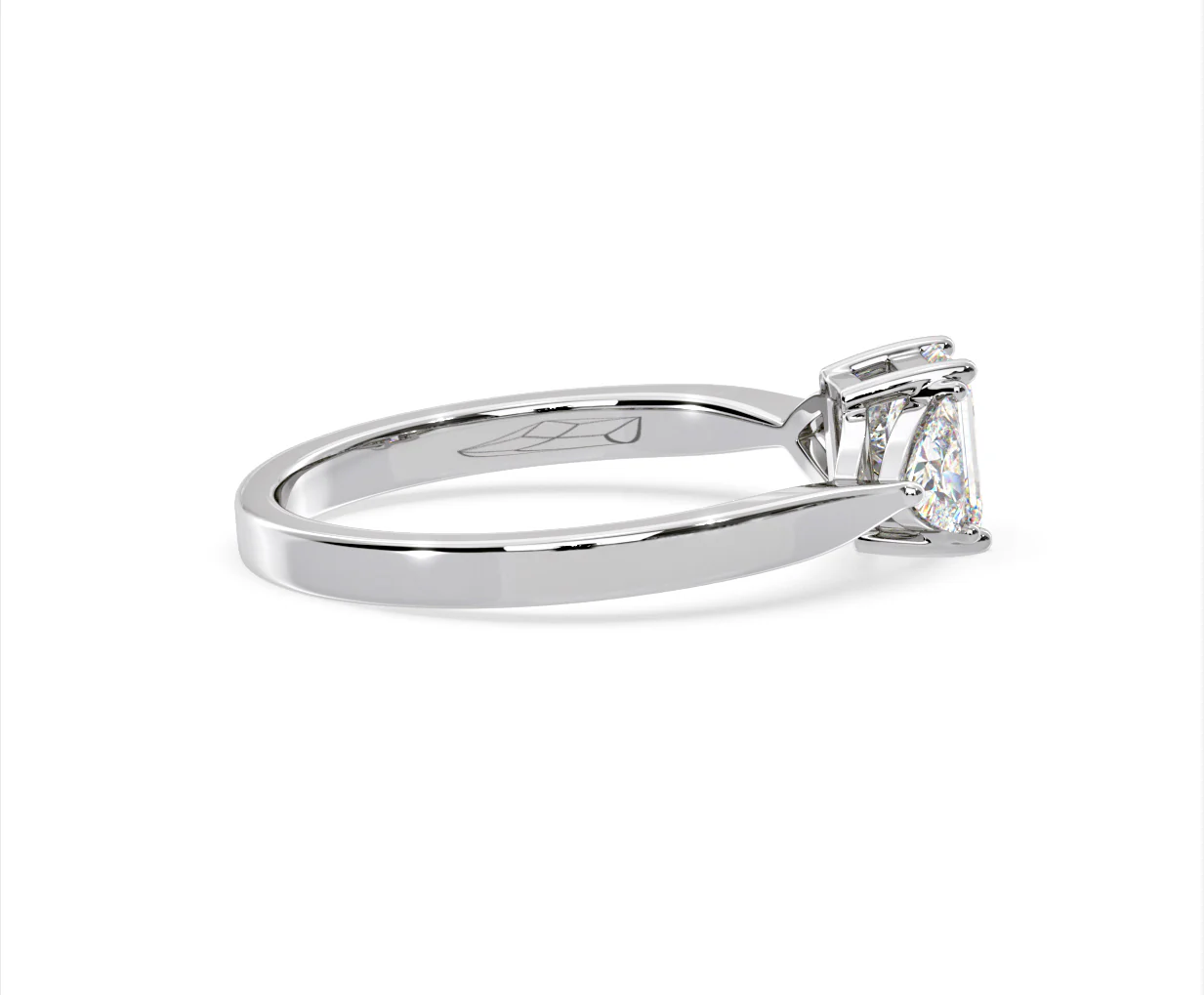 Aurora Lab Diamond Emerald Cut and Trillion 1.00ct Ring in Platinum F/VS1 - Image 145