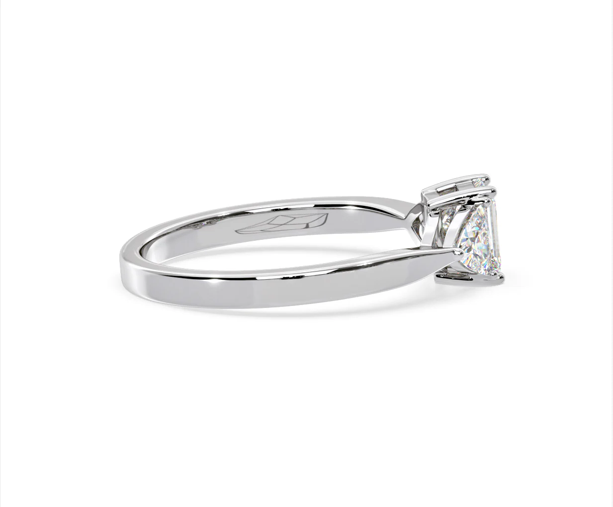 Aurora Lab Diamond Emerald Cut and Trillion 1.00ct Ring in Platinum F/VS1 - Image 146
