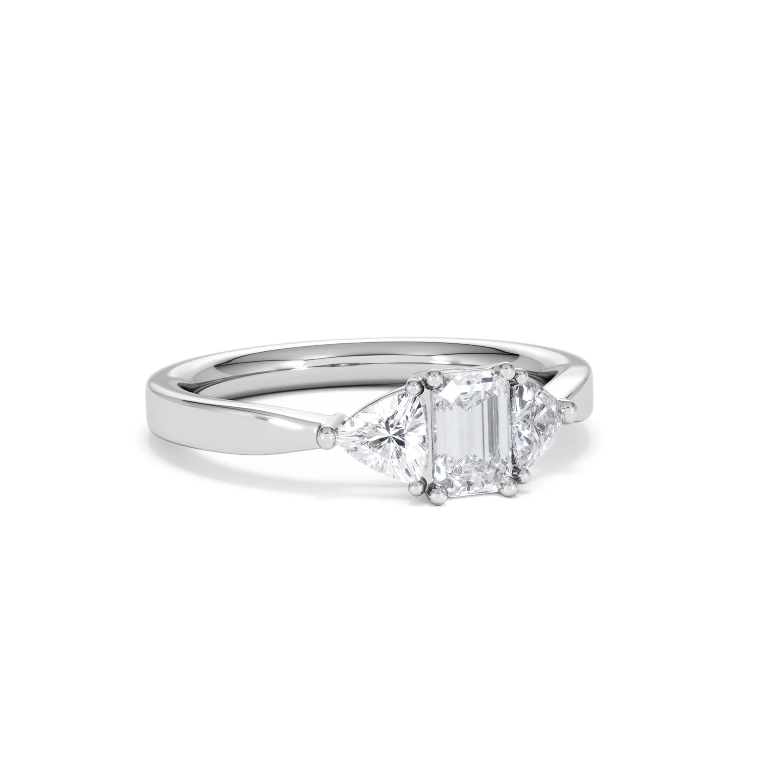 Aurora Lab Diamond Emerald Cut and Trillion 1.00ct Ring in Platinum F/VS1 - Image 17