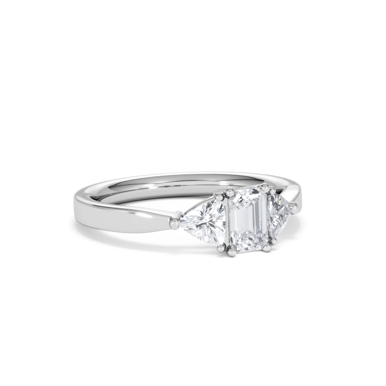 Aurora Lab Diamond Emerald Cut and Trillion 1.00ct Ring in Platinum F/VS1 - Image 18