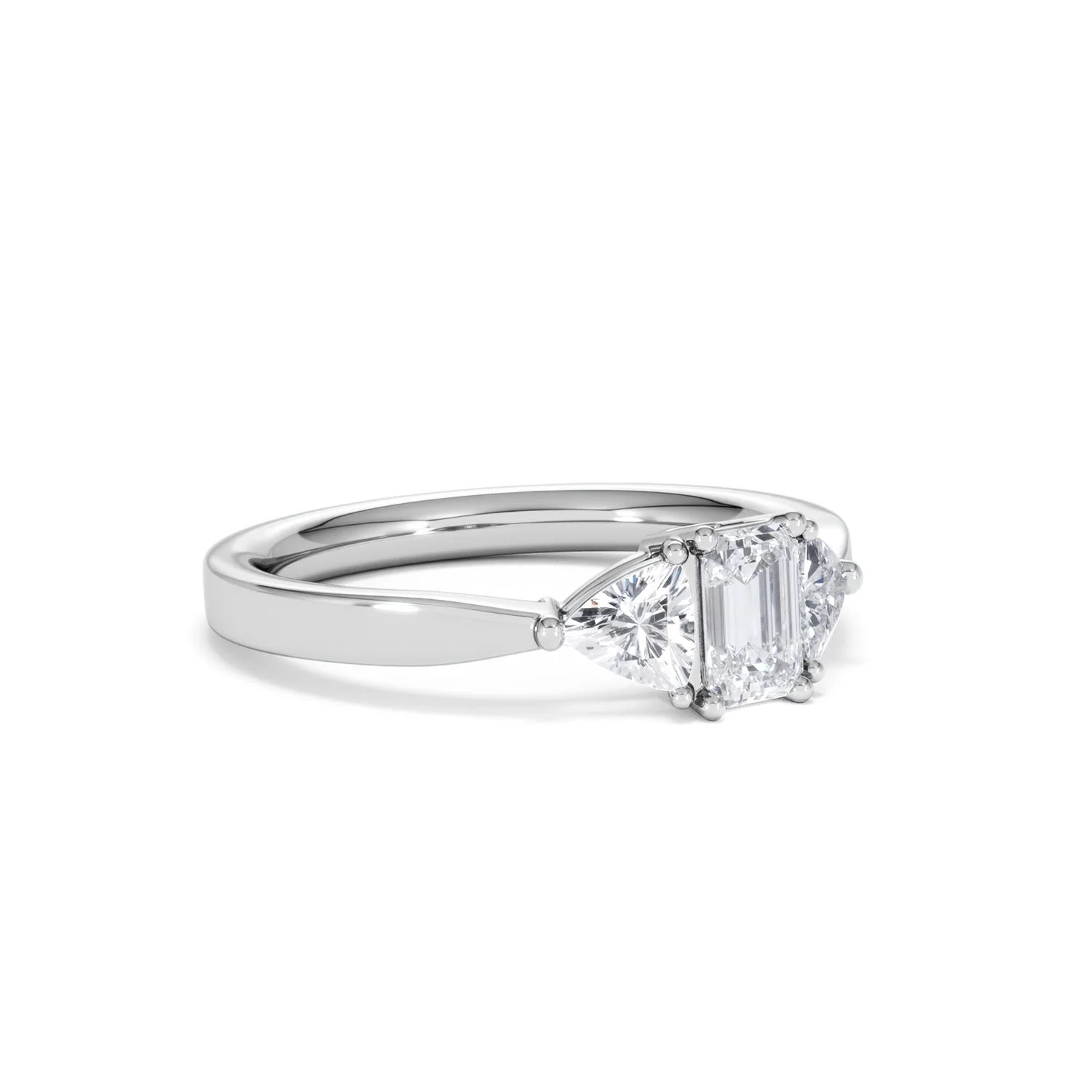 Aurora Lab Diamond Emerald Cut and Trillion 1.00ct Ring in Platinum F/VS1 - Image 20