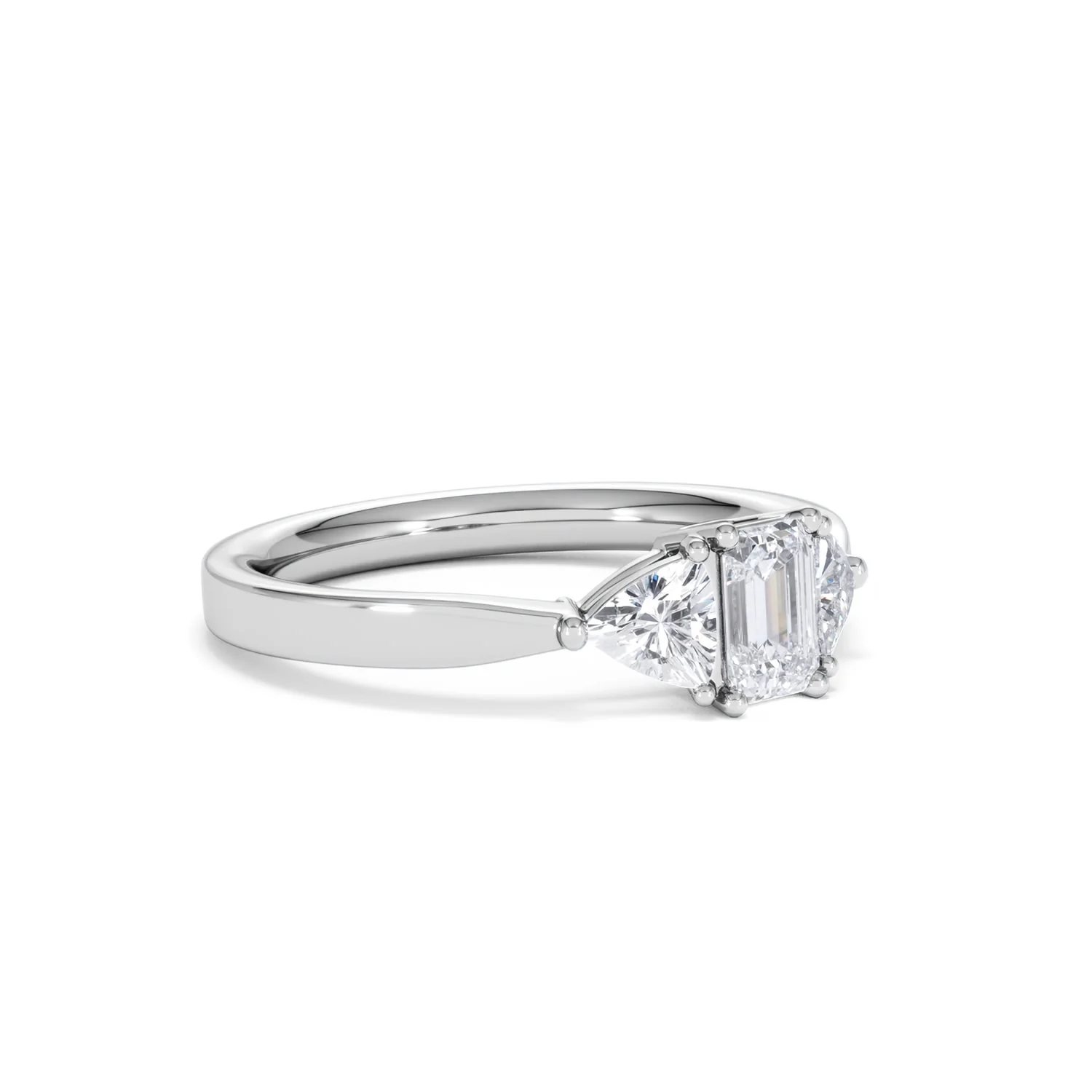 Aurora Lab Diamond Emerald Cut and Trillion 1.00ct Ring in Platinum F/VS1 - Image 21