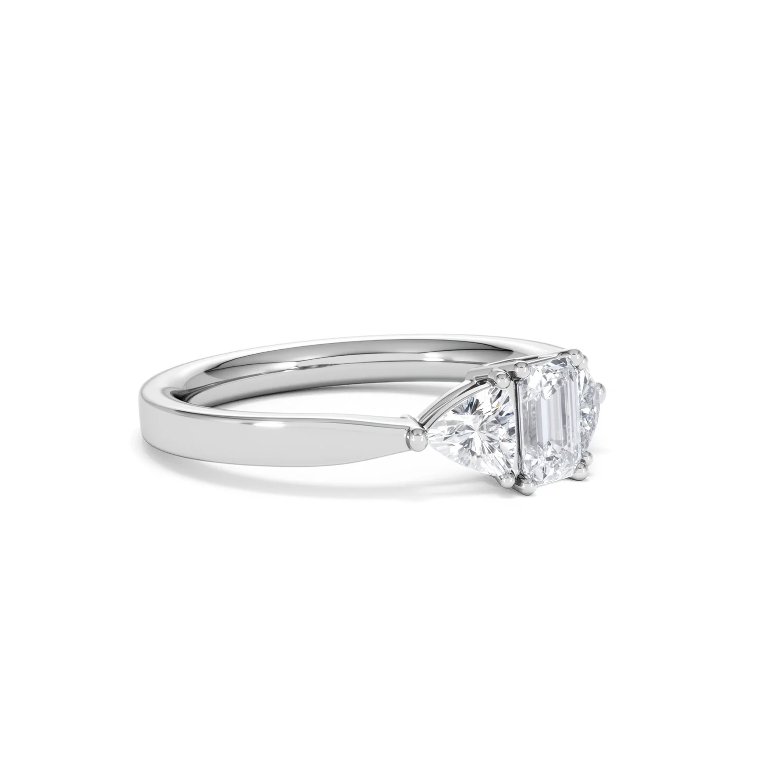 Aurora Lab Diamond Emerald Cut and Trillion 1.00ct Ring in Platinum F/VS1 - Image 22