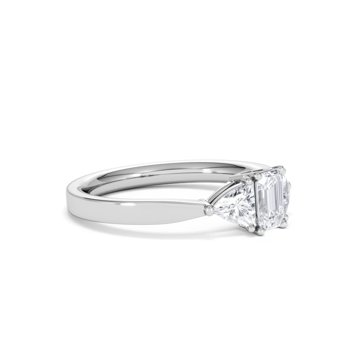 Aurora Lab Diamond Emerald Cut and Trillion 1.00ct Ring in Platinum F/VS1 - Image 23